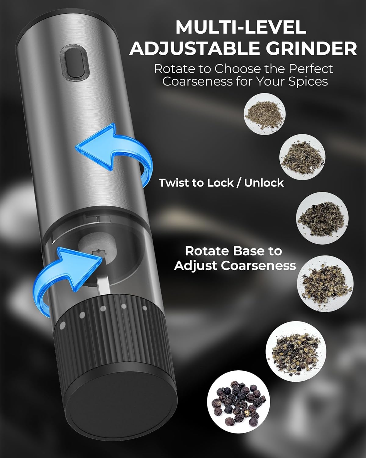 Thumbnail 2 de BZGG Electric Salt and Pepper Grinder Set (2 Pack) – Rechargeable, USB-C, Adjustable Coarseness