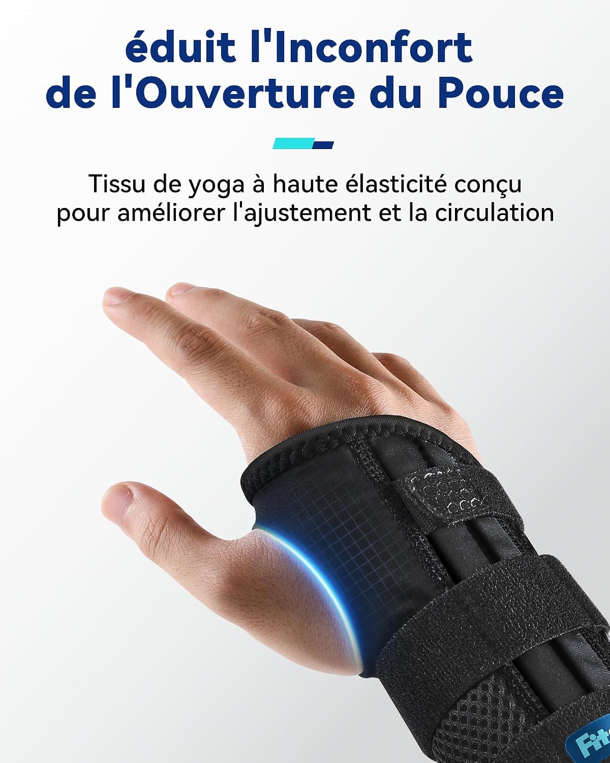 Detalle de Fitomo Orthese Poignet Gauche avec 3 Éclisses Métalliques — Réglable et Douce pour le Pouce