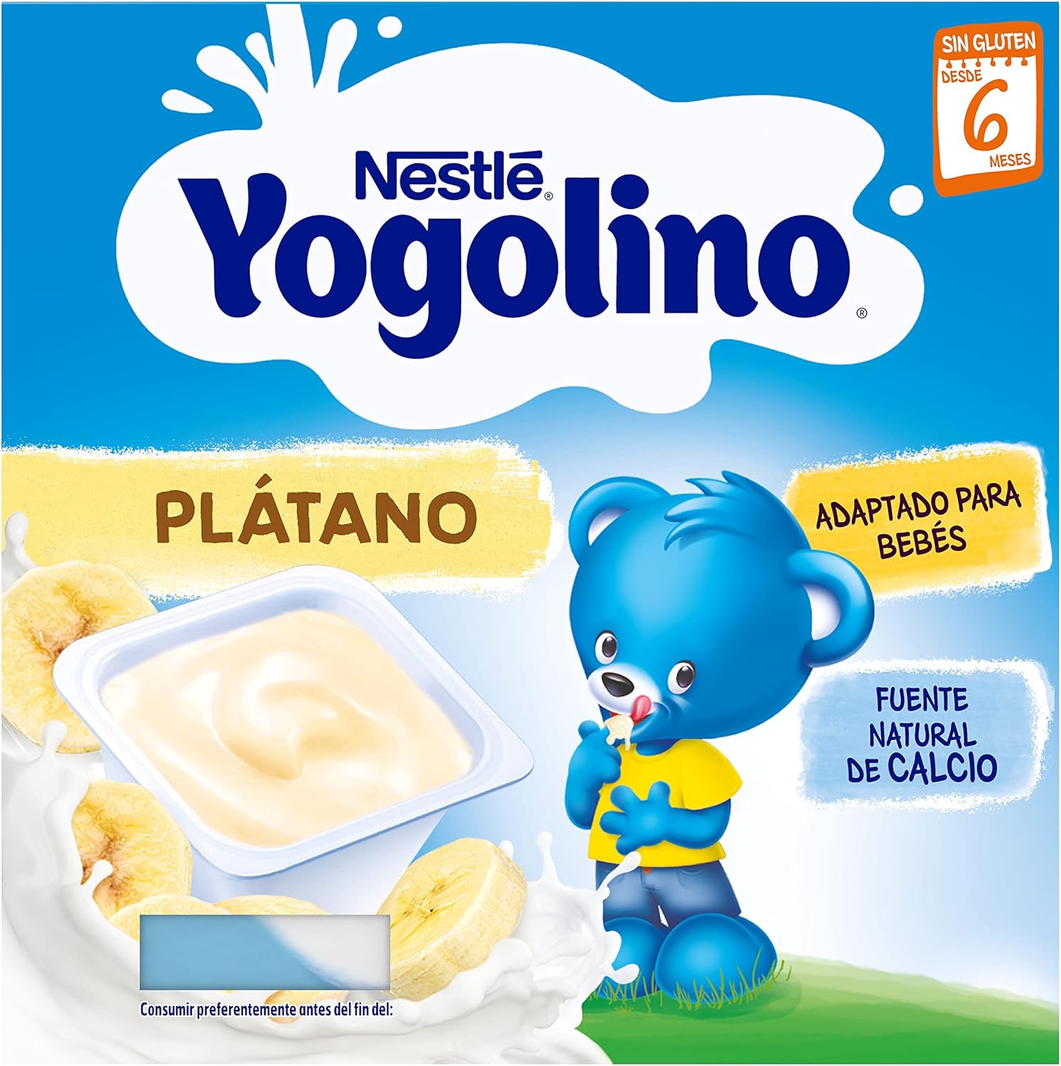 Detalle 2 de NESTLÉ YOGOLINO Plátano, Pack de 6 🍌 para bebés de 6 meses