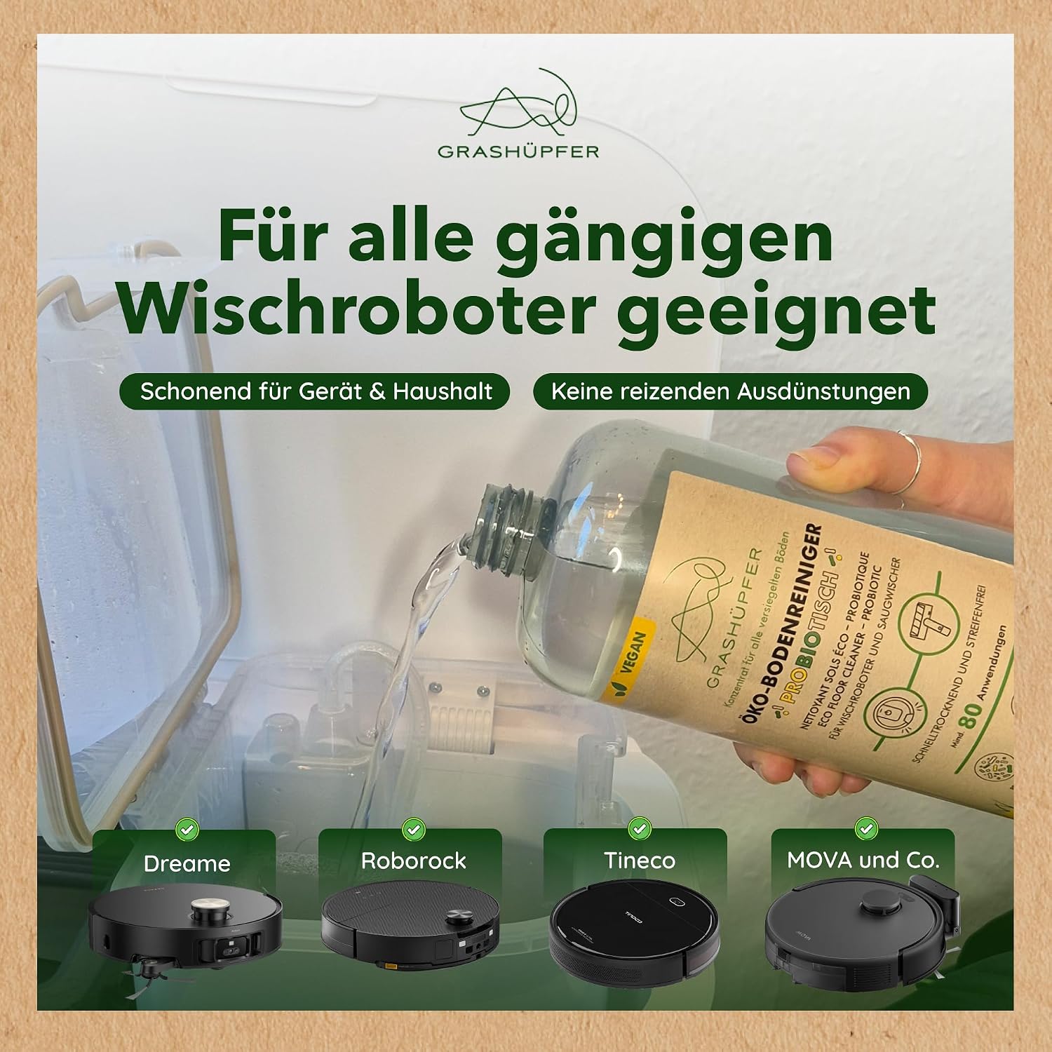 Detalle 2 de GRASHÜPFER Probiotischer Wischroboter Reiniger 1000 ml