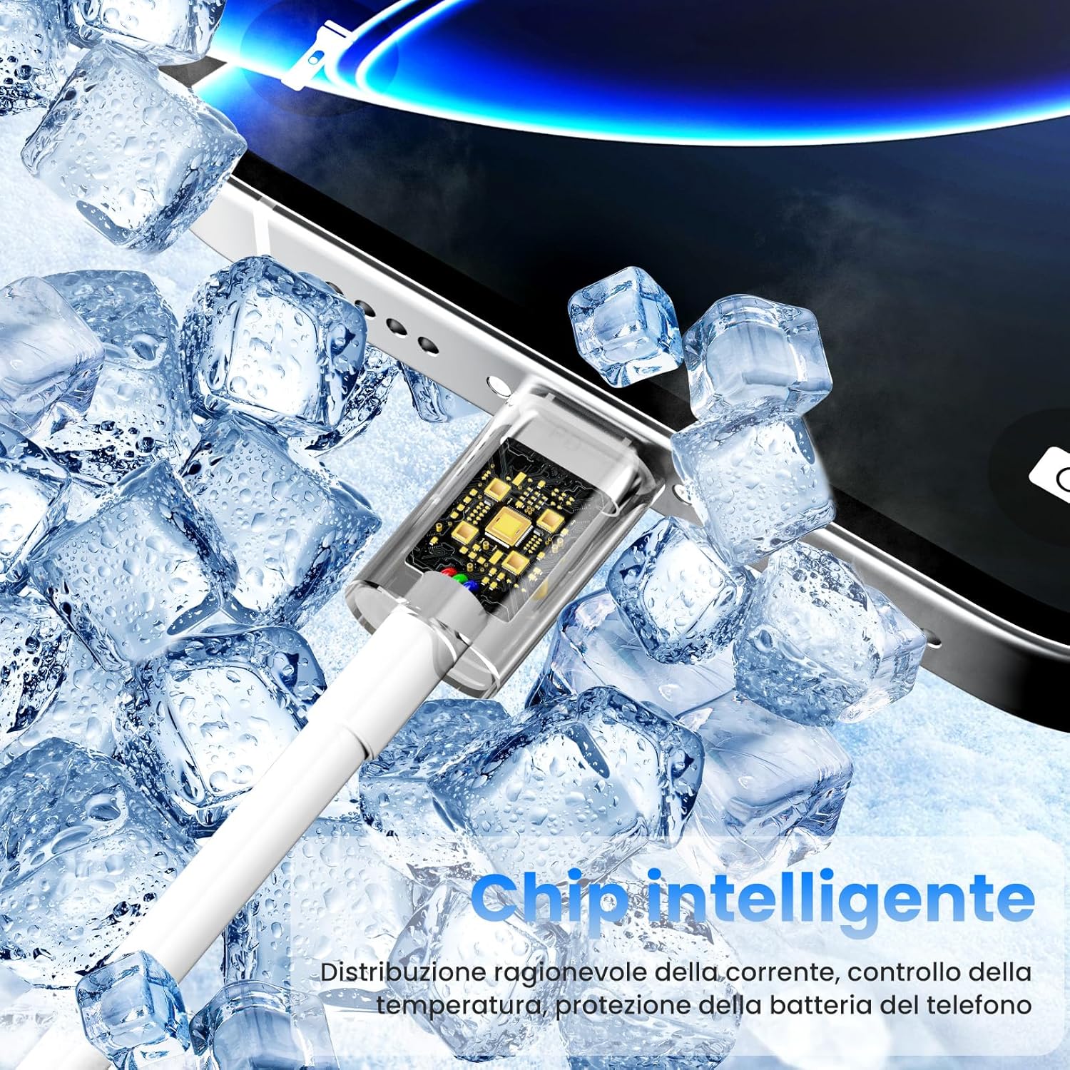 Detalle de Caricatore USB C 2 Pack + Cavi USB-C a USB-C da 2 m: ricarica rapida e affidabile per iPhone, Galaxy e iPad