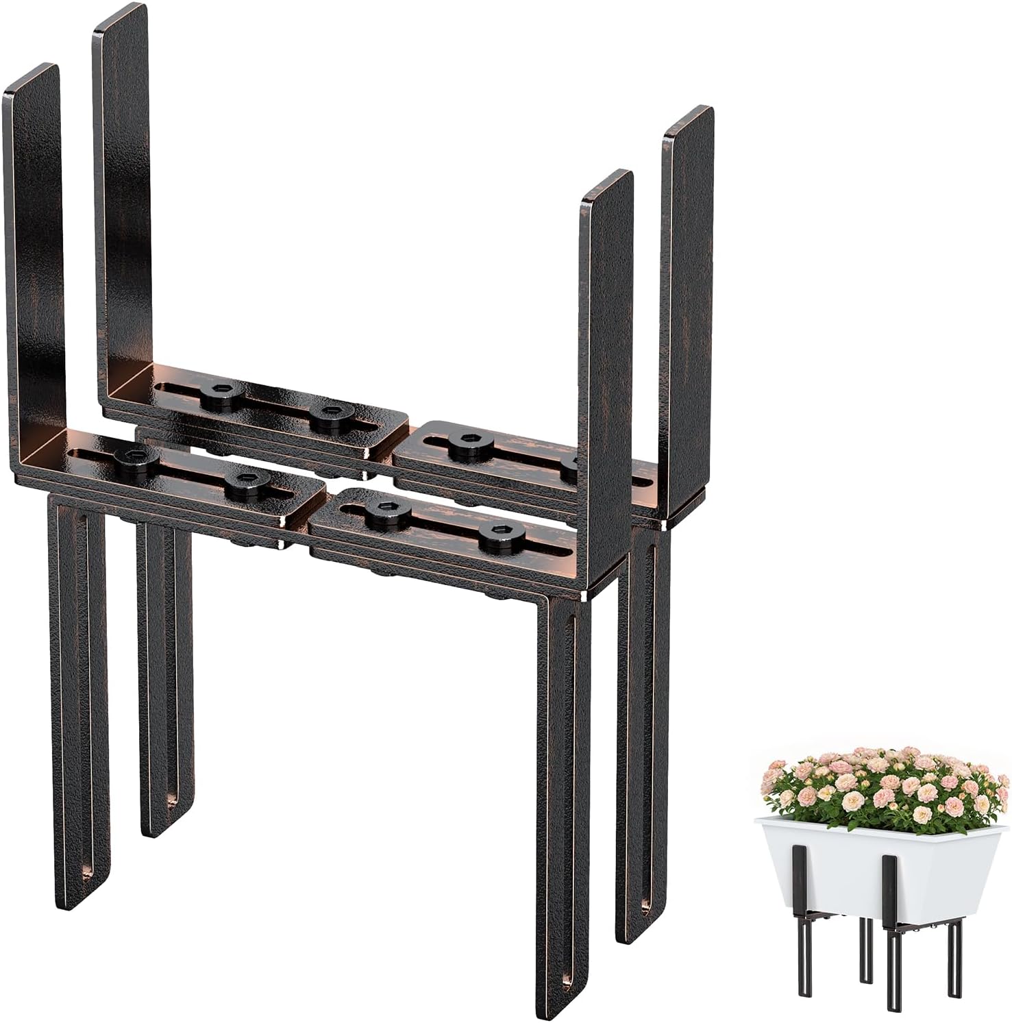 2er H-Form Blumenkastenhalterung (ohne Bohren) passend für Blumenkästen 15–23 cm