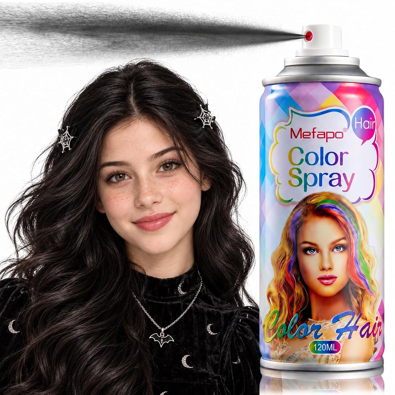 Detalle de KENINA Black Temporary Hair Color Spray, Washable 120 mL