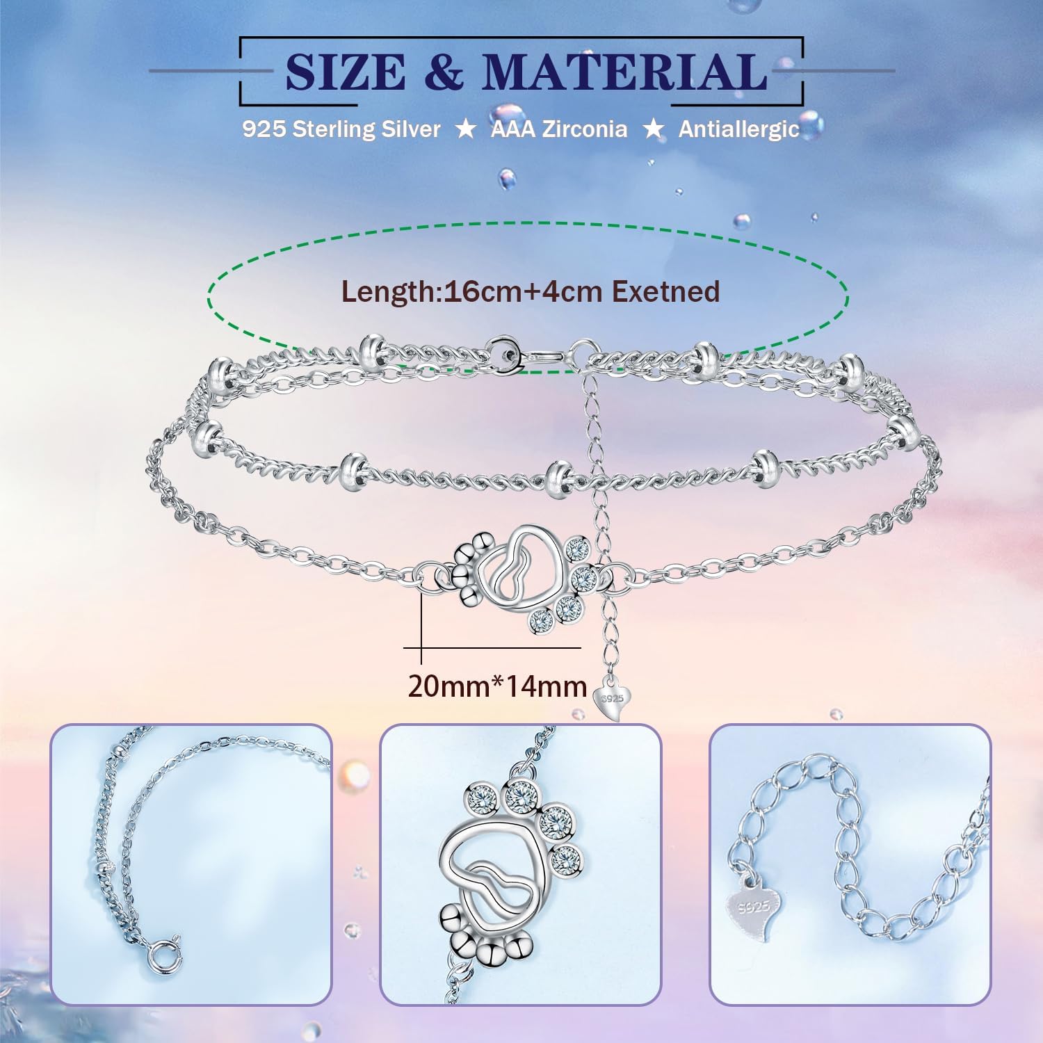 Detalle 2 de BerriBling Bracelet double chaîne argent 925