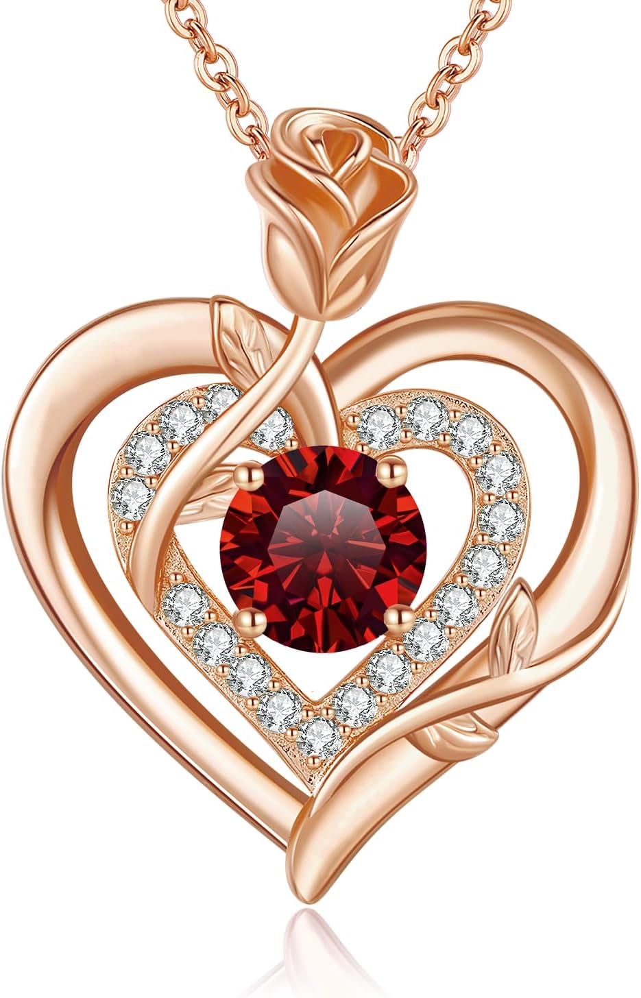 Thumbnail 6 de LAVUMO Moissanite Halskette Damen aus 925 Sterling Silber mit Doppel-Herz Rosen-Anhänger