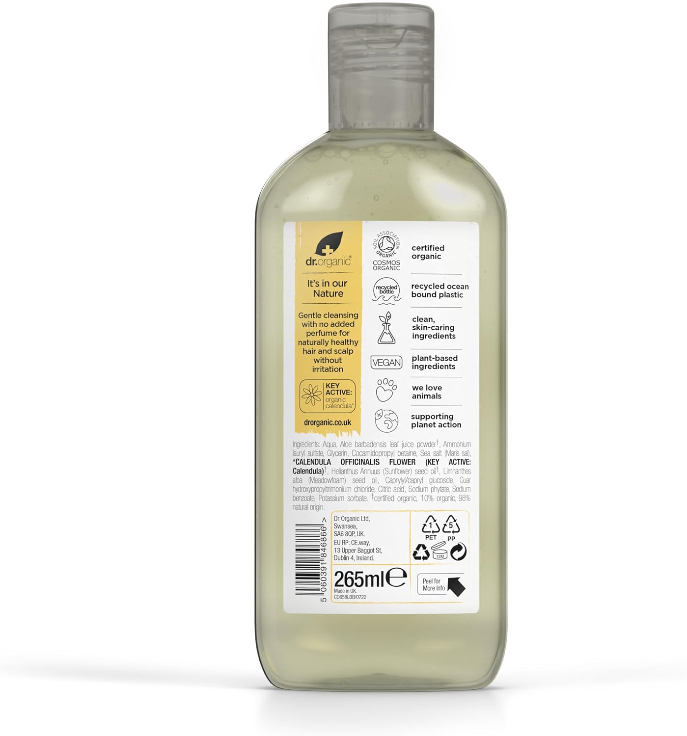 Detalle de Organic Doctor Calendula-shampoo voor gevoelige hoofdhuid, 265 ml