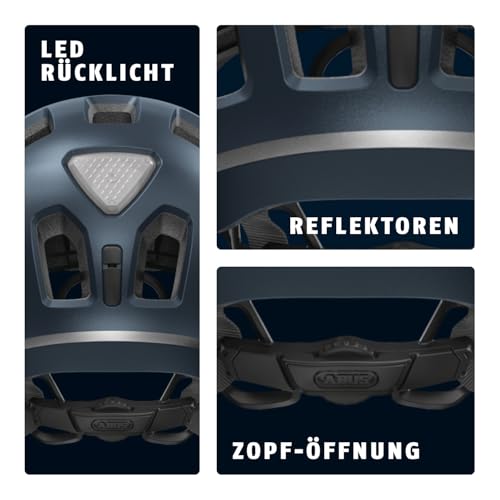 Detalle de ABUS Fahrradhelm Youn-I 2.0 – mit Licht Blau, Größe M (52-57 cm) – für Mädchen und Jungen