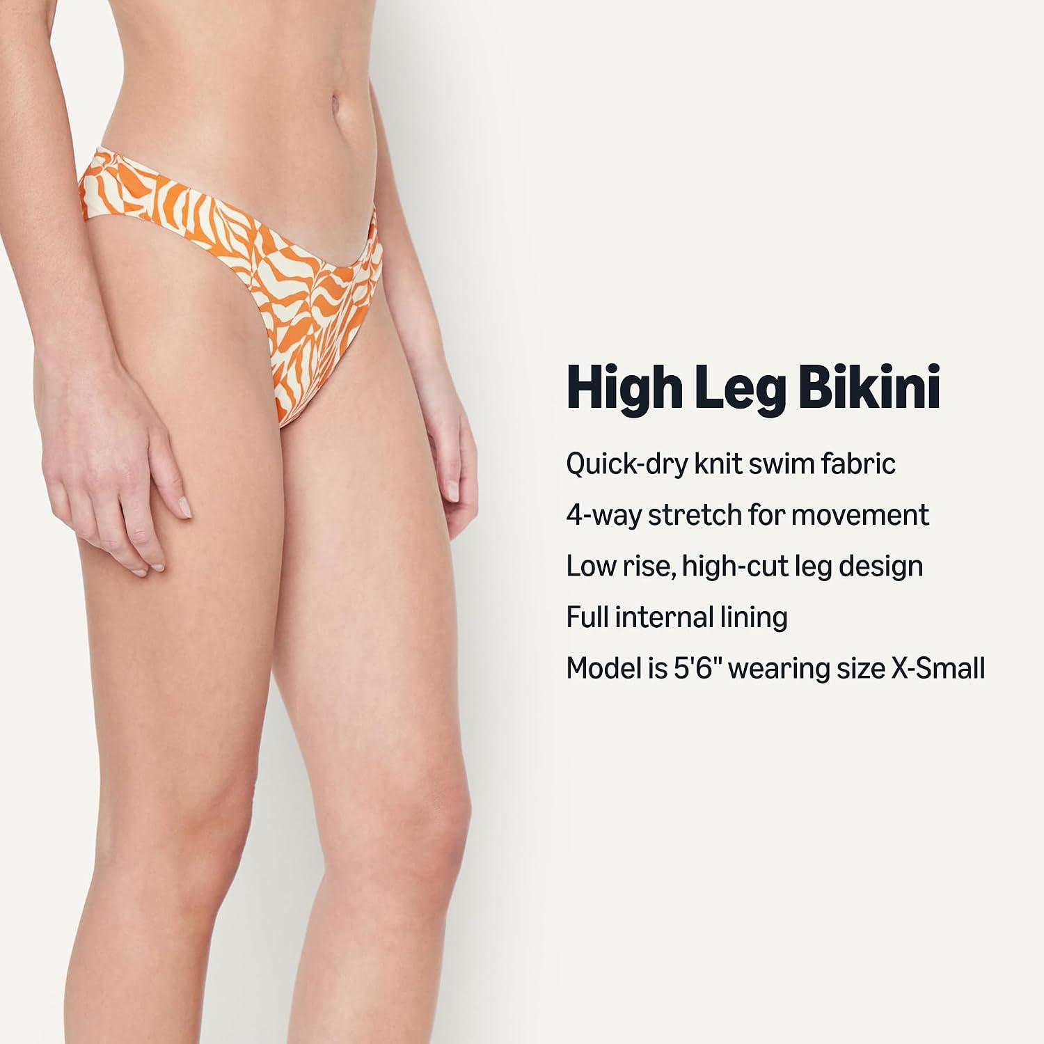 Detalle de Amazon Essentials High-Cut Bikini Bottoms for Women (High-Leg, Low-Rise)