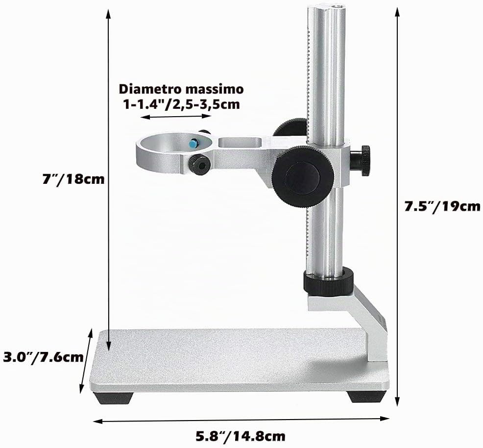 Thumbnail 4 de Ninyoon Supporto Universale per Microscopio: supporto stabile in lega di alluminio per foto/camera USB/WiFi, diametro massimo 3,5 cm
