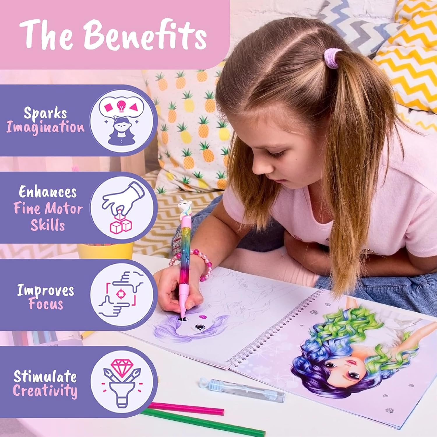 Detalle 2 de BSCOOL A266147 Create Hairstyles Fashion Design Activity Book with Stickers