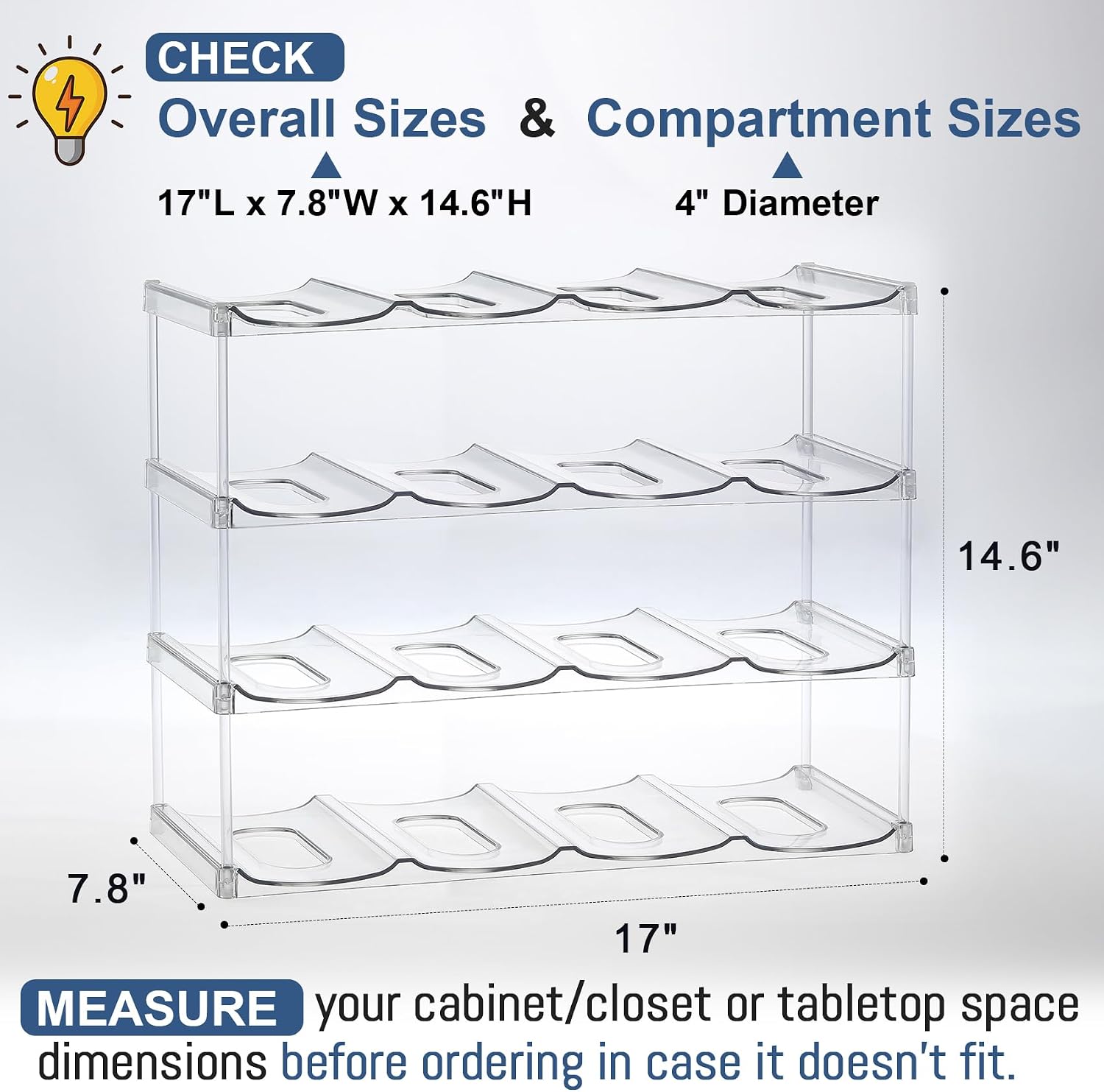 Thumbnail 4 de LARGER Compartment 4-Tier Water Bottle Organizer