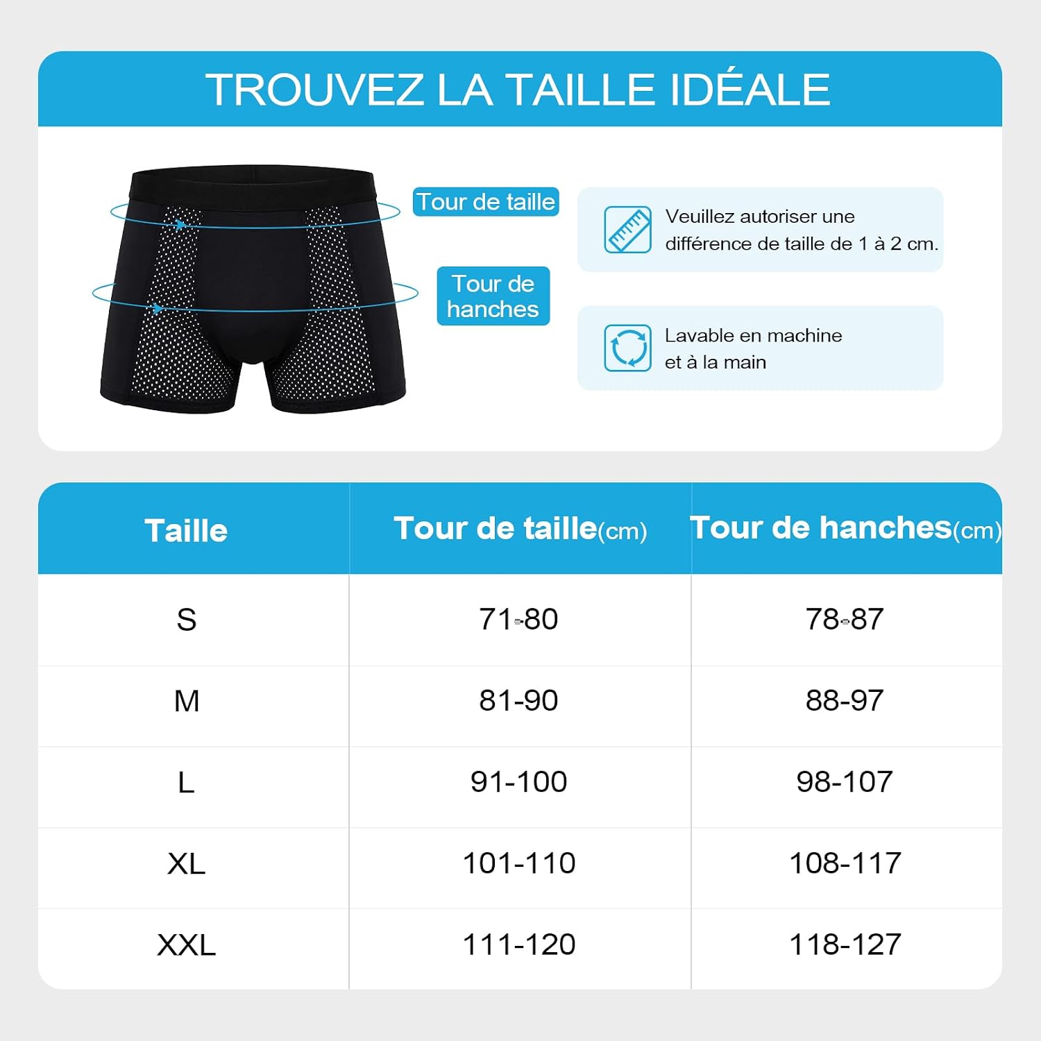 Detalle de LOFIR LON1380-M-P-BK3P-2XL incontinentieboxershorts, wasbaar, 200 ml, 3 stuks