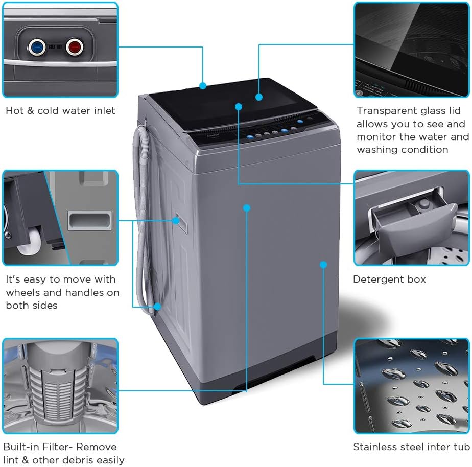 Detalle 2 de COMFEE’ 1.6 Cu. Ft. Portable Washing Machine, 11 lb Capacity, 6 Programs