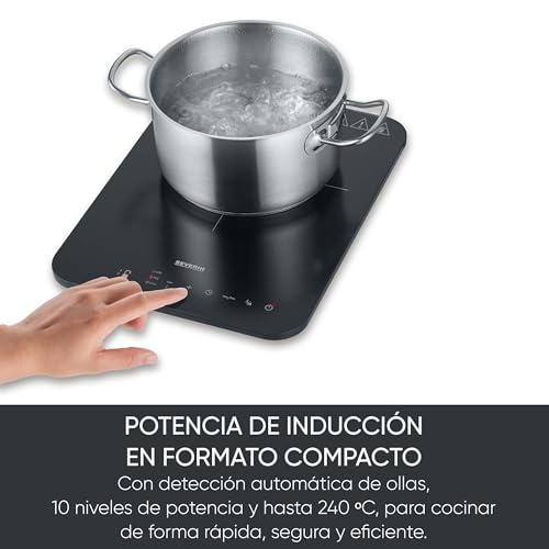 Detalle 2 de SEVERIN KP 1032 – Placa de inducción vitrocerámica, 2000 W, pantalla táctil y temporizador