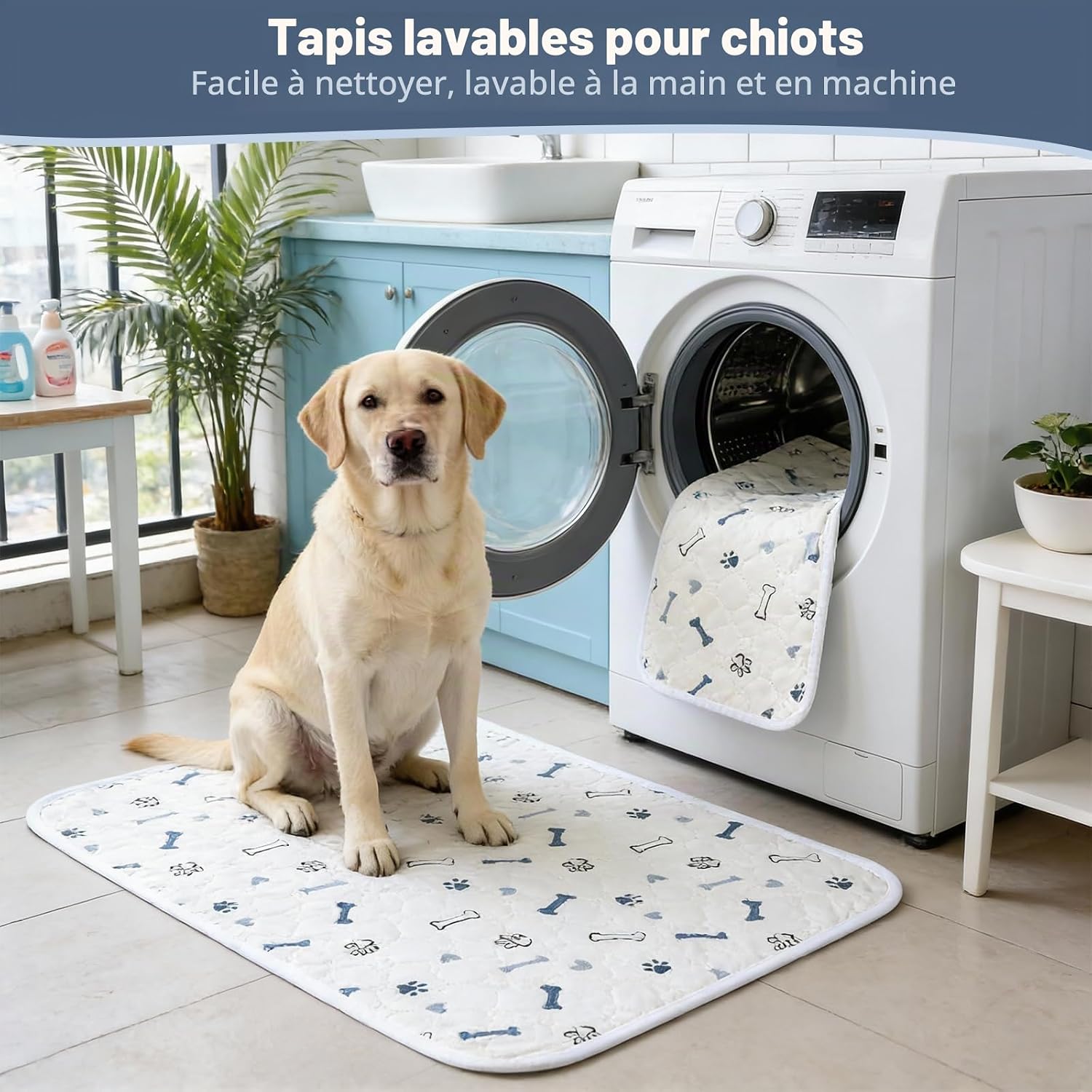 Detalle de Zocipro wasbare puppymatten, set van 2, 45 x 60 cm, waterdicht en antislip