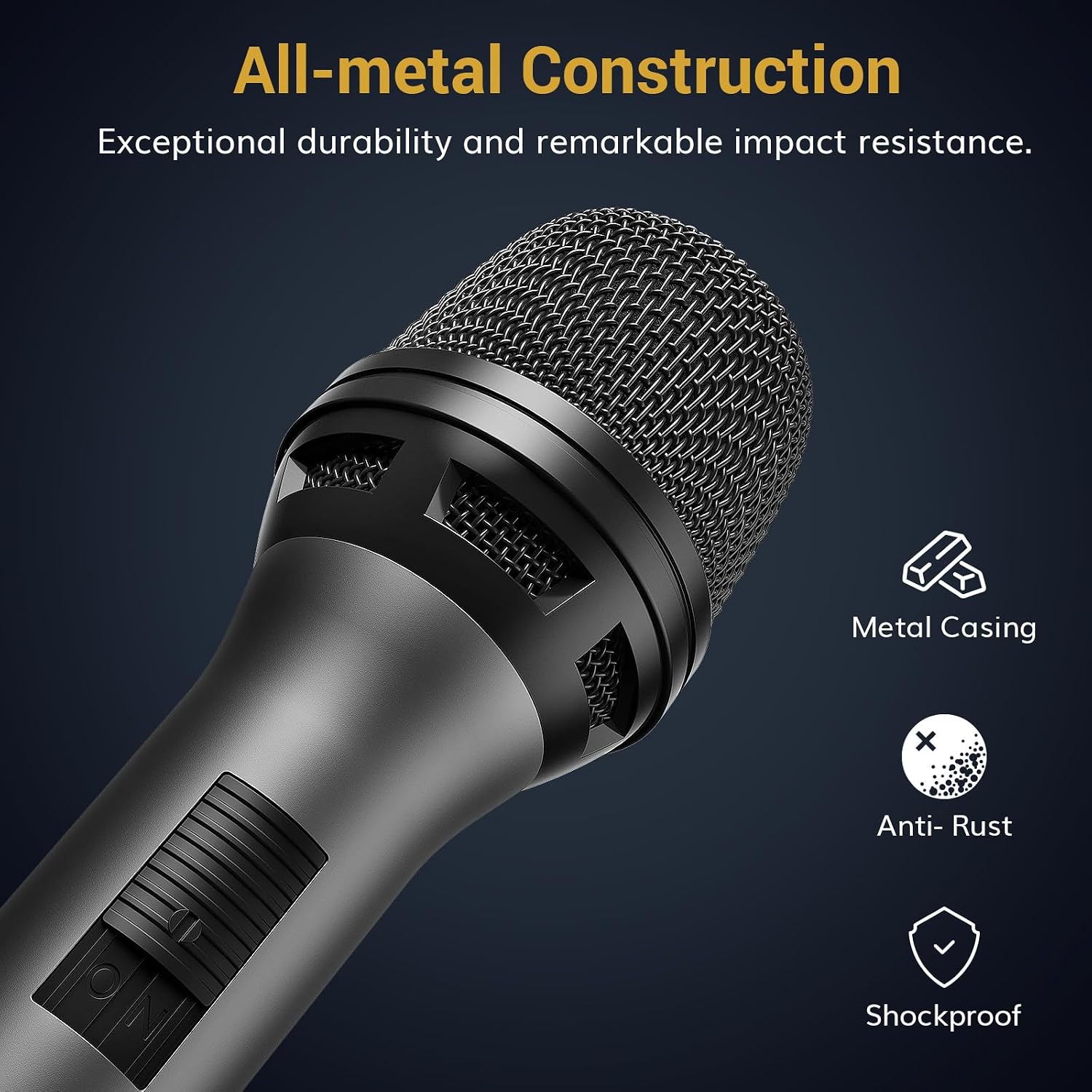 Detalle de TONOR D5 Dynamic Vocal Microphone with 4.5m XLR to 6.35mm Cable