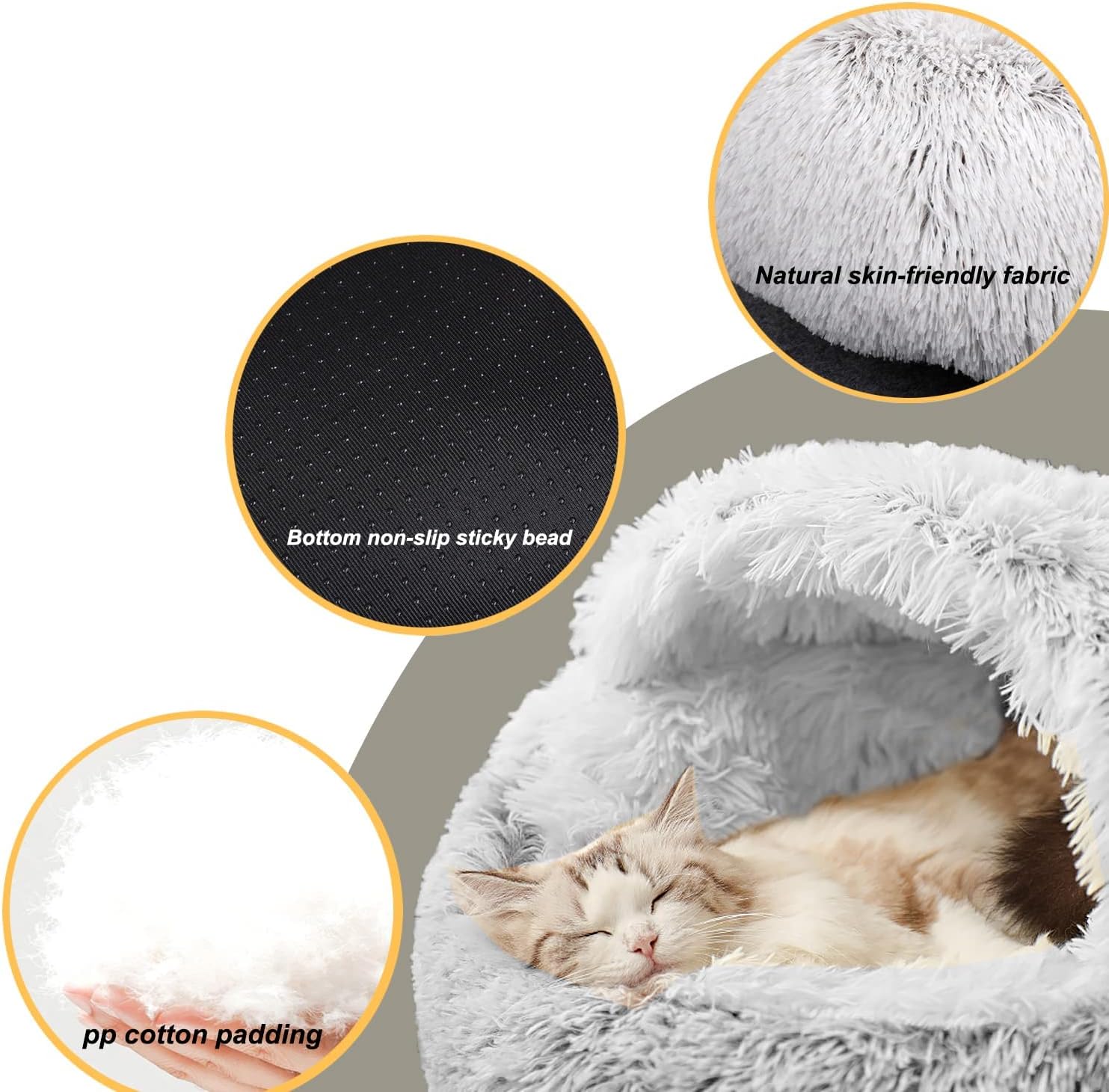 Detalle 2 de YUDANSI Cat Bed Cave: 2in1 Donut Nest for Small Indoor Pets