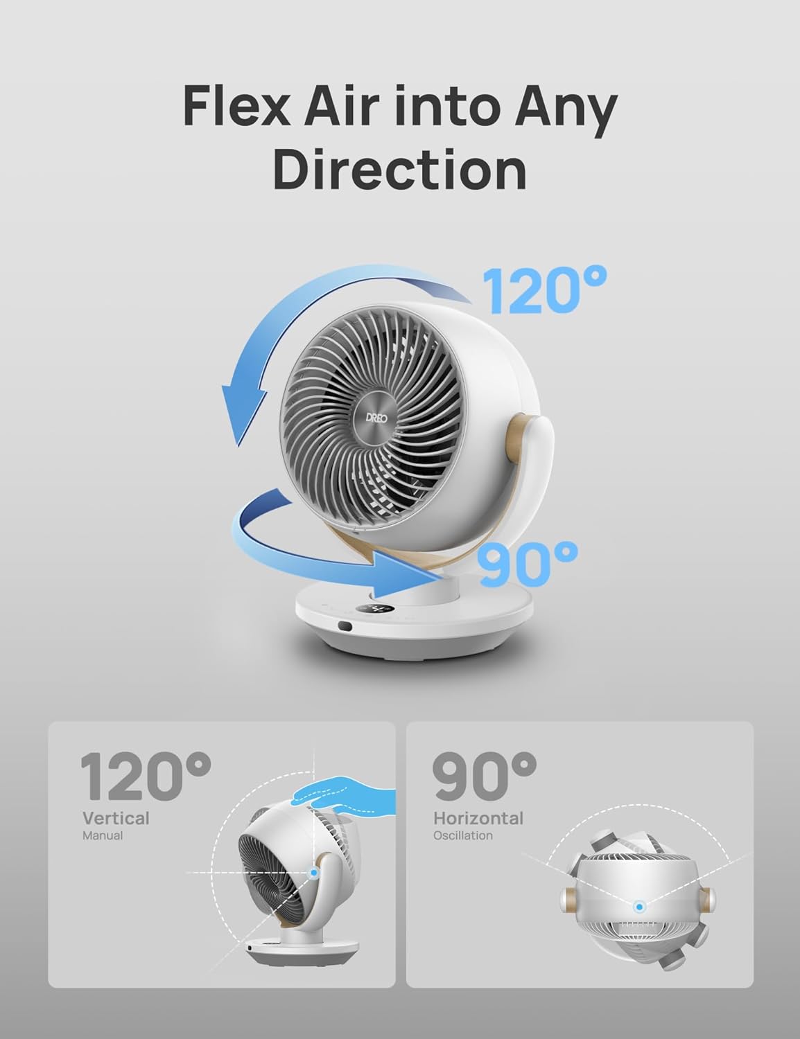 Thumbnail 3 de Dreo Fan for Bedroom Desk Air Circulator with Remote, 11-Inch Table Fan (4 Speeds, 90° Oscillation, 8H Timer)