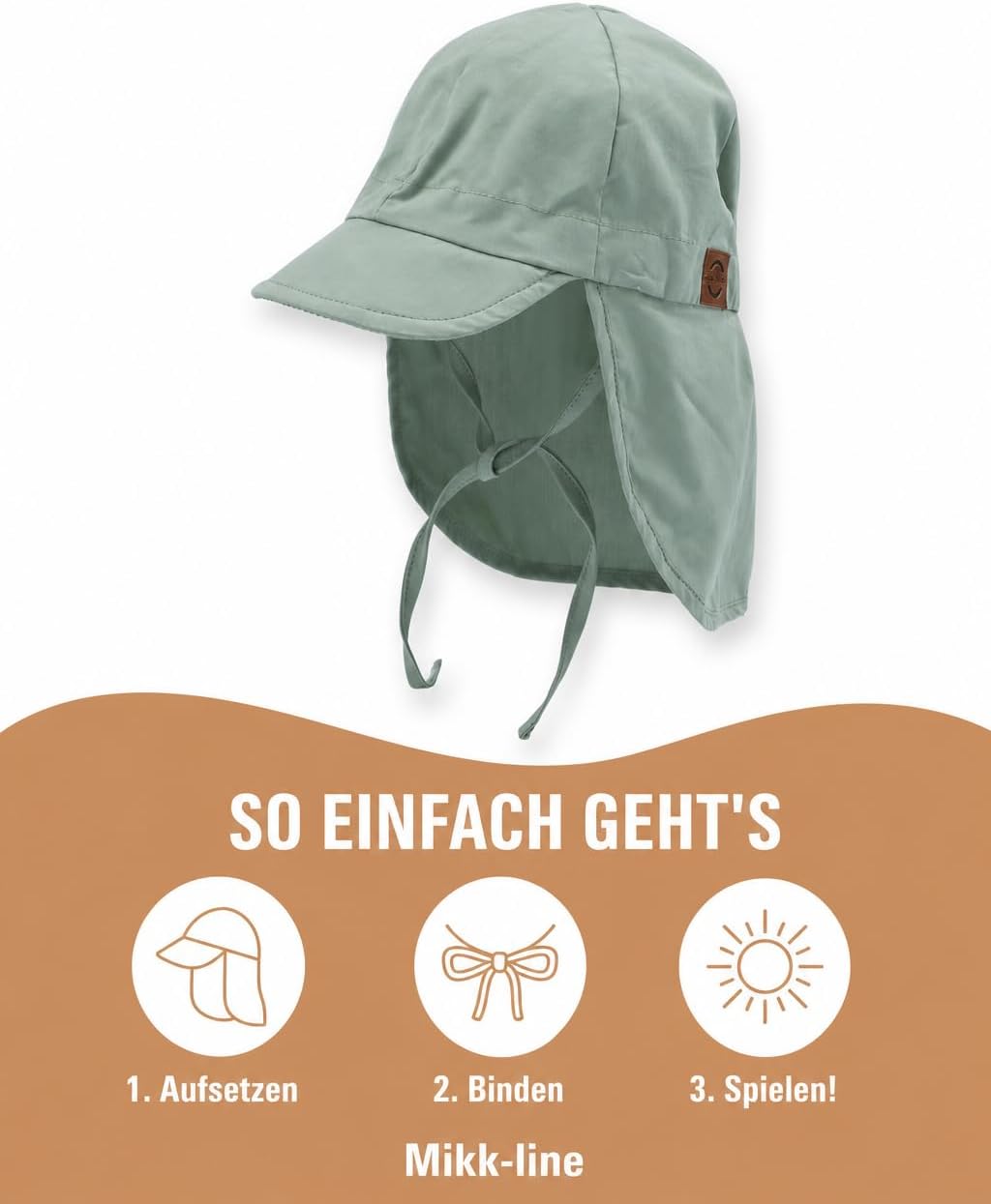 Detalle de Mikk-line Sunhat Green Bay : casquette solidaire UV50+ pour enfants