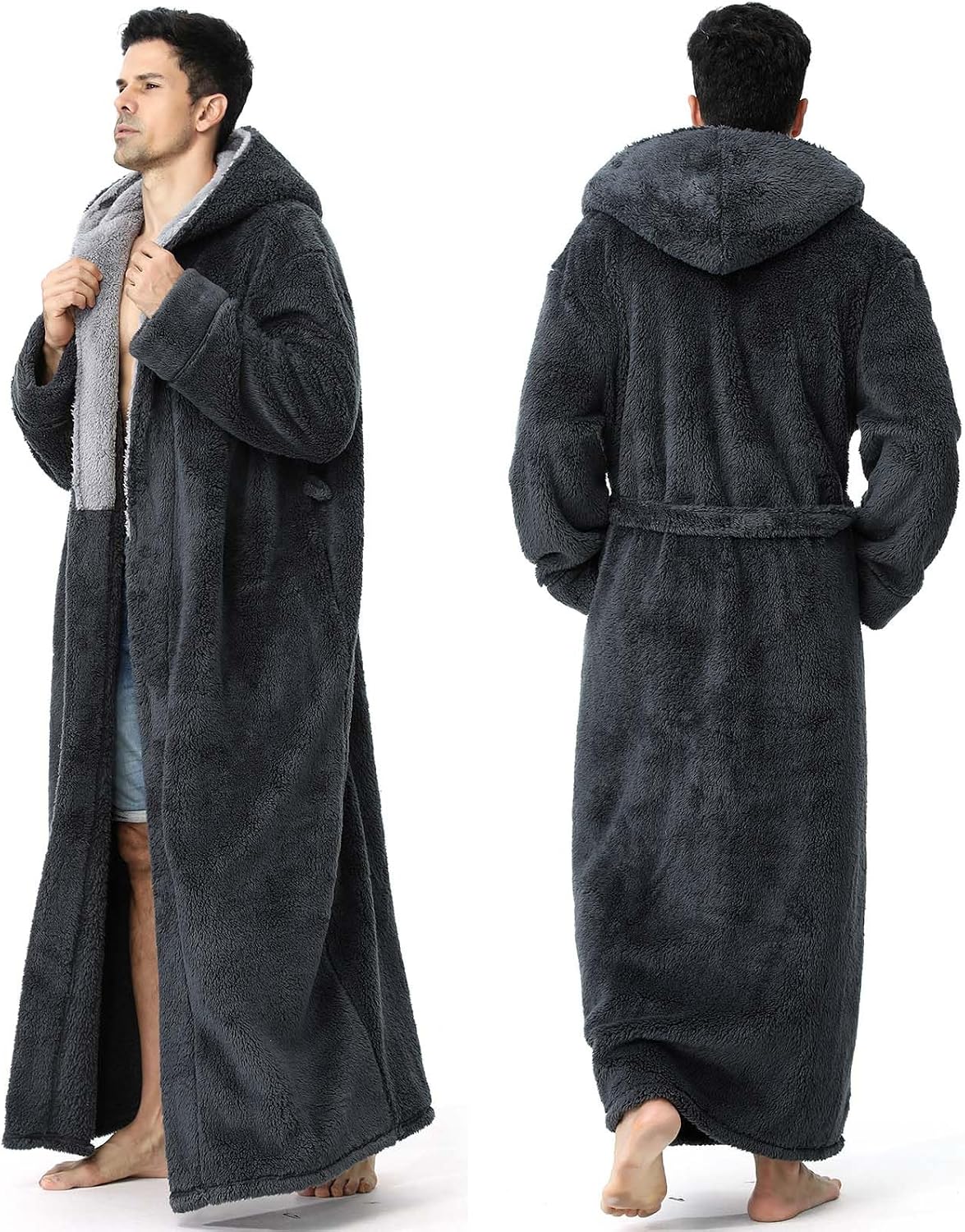 Thumbnail 1 de Hellomamma Men's Hooded Robe, Polyester Flannel