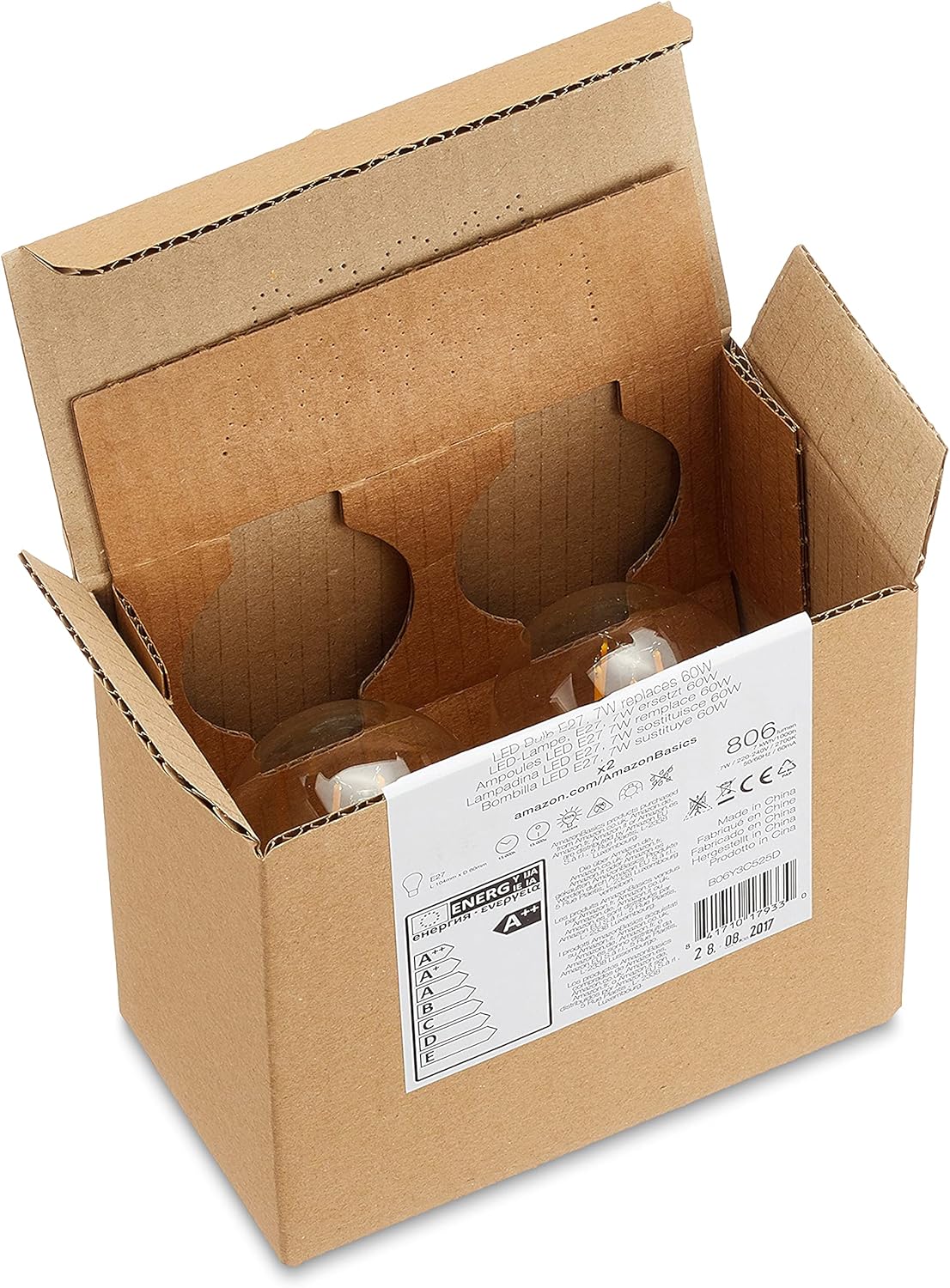 Detalle 2 de Amazon Basics Bombilla LED E27 Edison, 7W, paquete 2