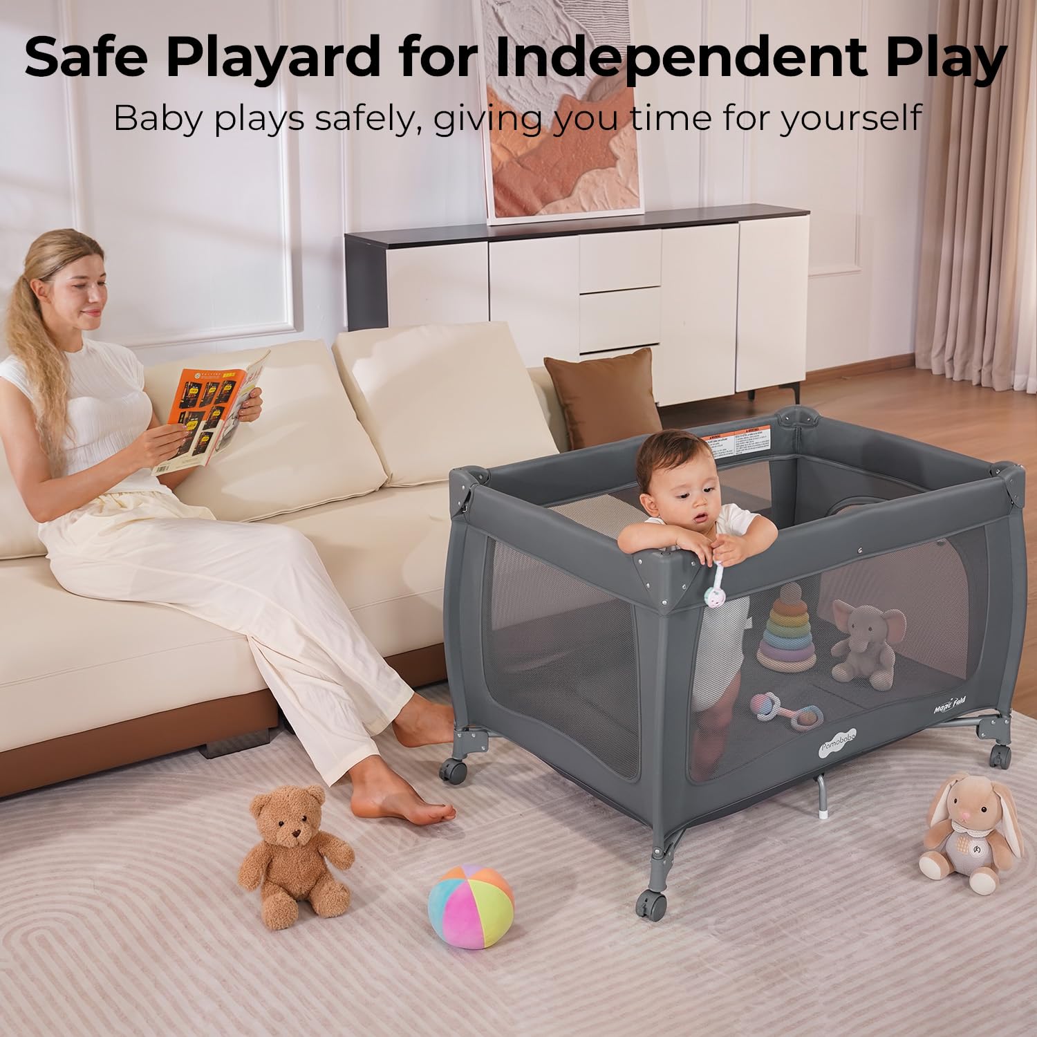 Detalle de Pamo Babe portable playard with bassinet
