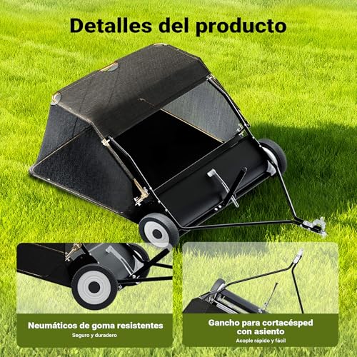 Thumbnail 6 de Wiltec Barredora de césped 105 cm de ancho de barrido con tolva de 365 l para tractor de conducción
