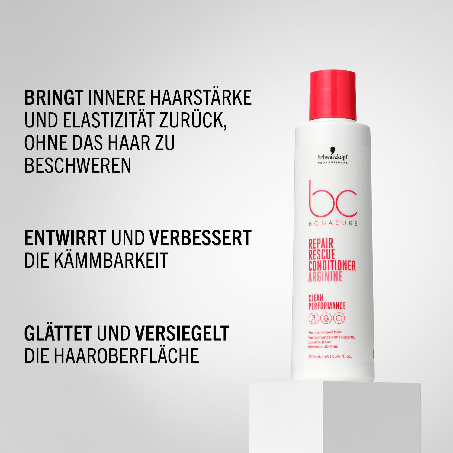 Detalle de Schwarzkopf Professional Bonacure Repair Rescue Conditioner für strapaziertes Haar – veganer Komplex mit Arginin, 200 ml