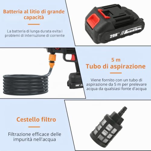 Thumbnail 4 de Purova Idropulitrice a Batteria 21V MAX 35Bar: potenza portatile con 2 batterie da 4000 mAh