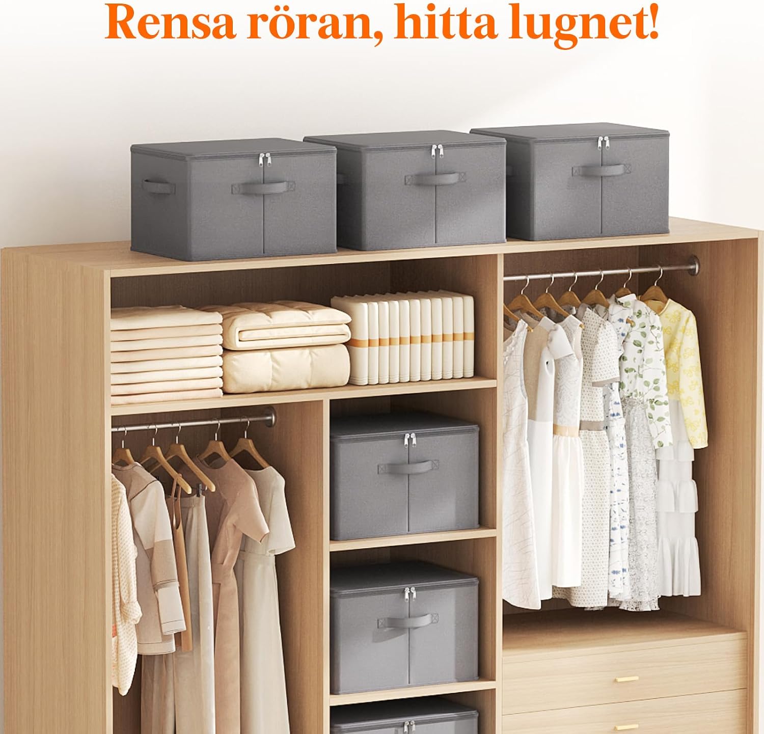 Detalle de Lifewit 24300 förvaringslådor med lock, 30 l, vikbara, grå, 4-pack