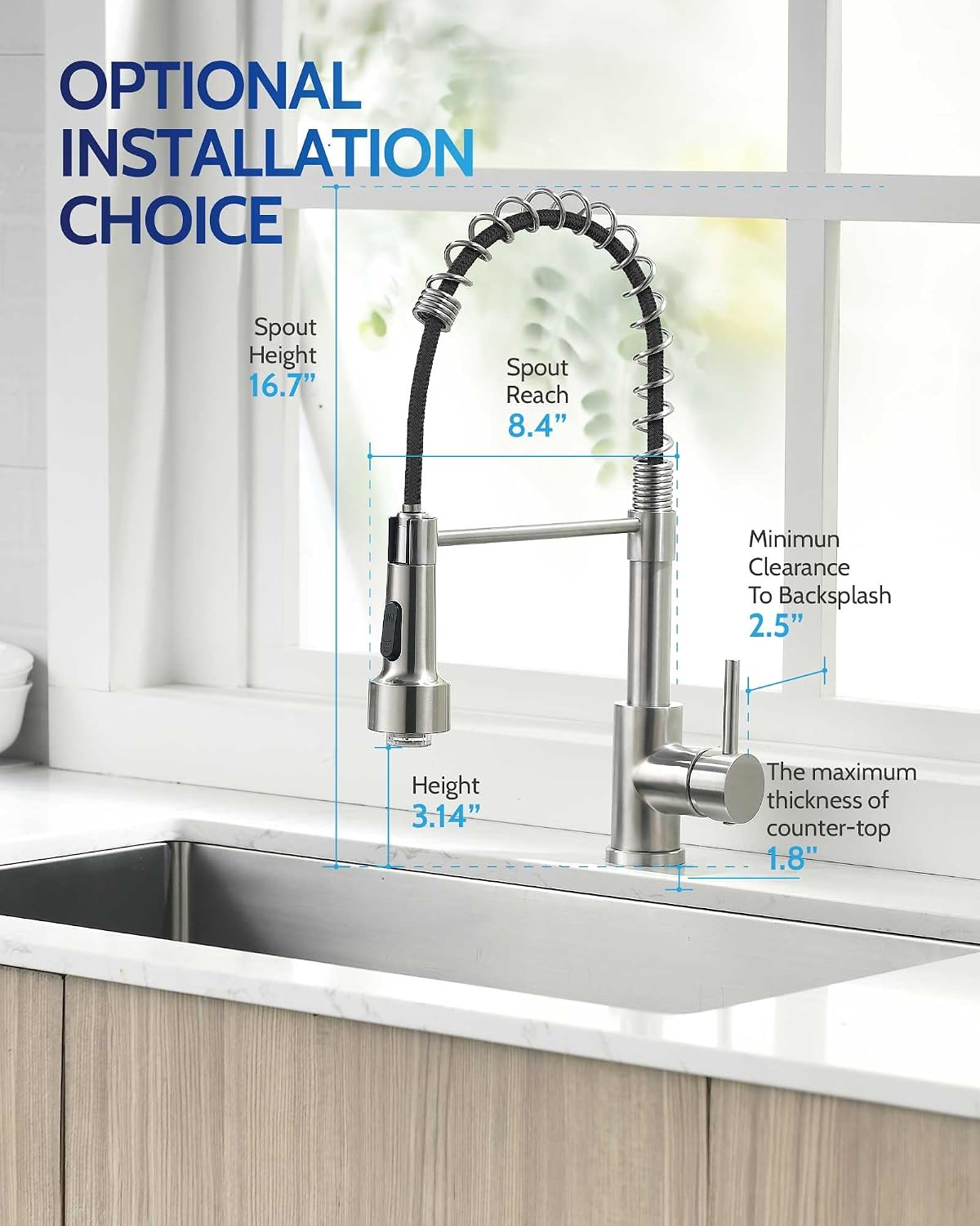 Detalle 2 de LUFEIDRA 07BIL Kitchen Faucet with LED Temperature Lights and Dual-Mode Sprayer
