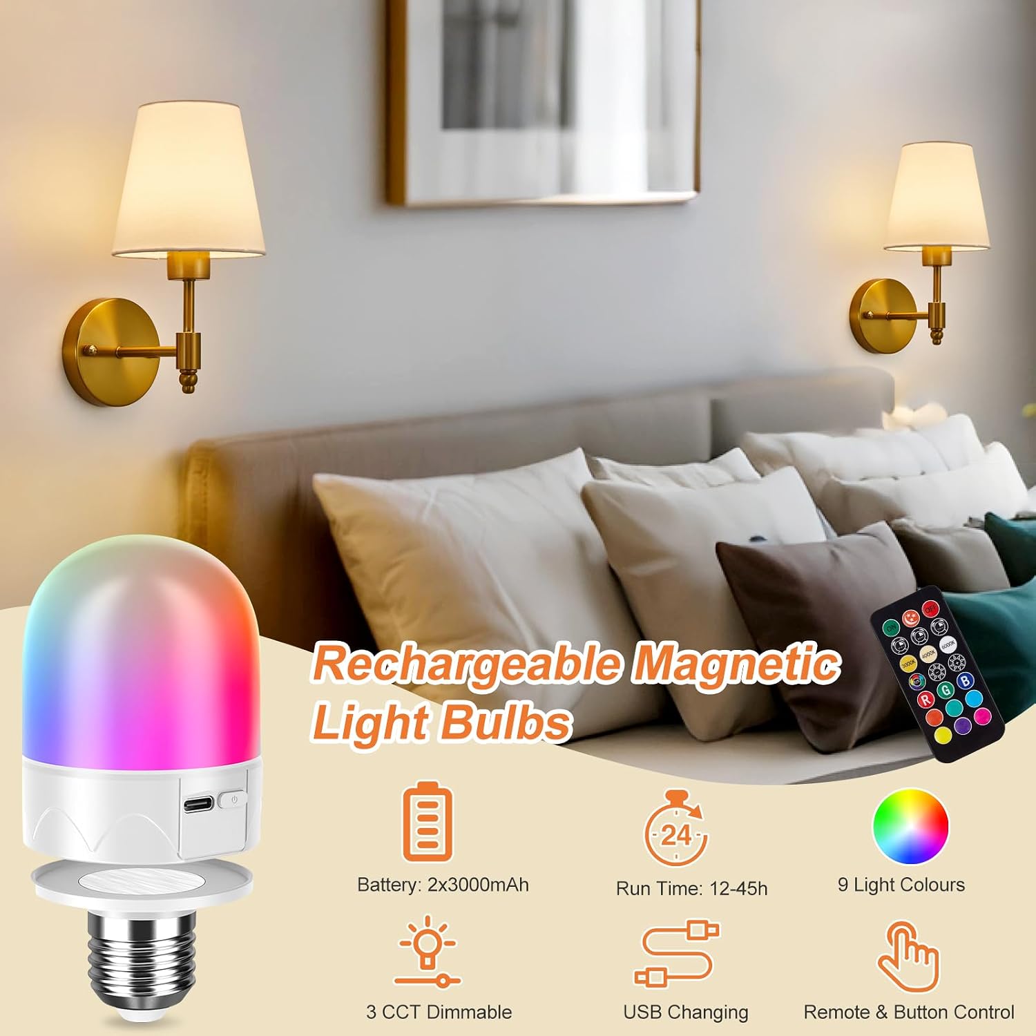 Detalle 2 de HARPER LIVING Battery Wall Lights 2-pack