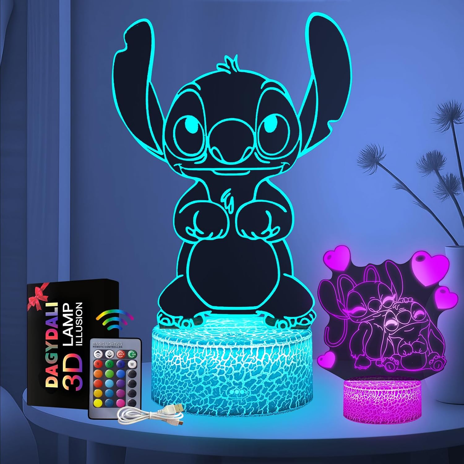 Detalle de Stitch Night Light 16‑Colour 3D