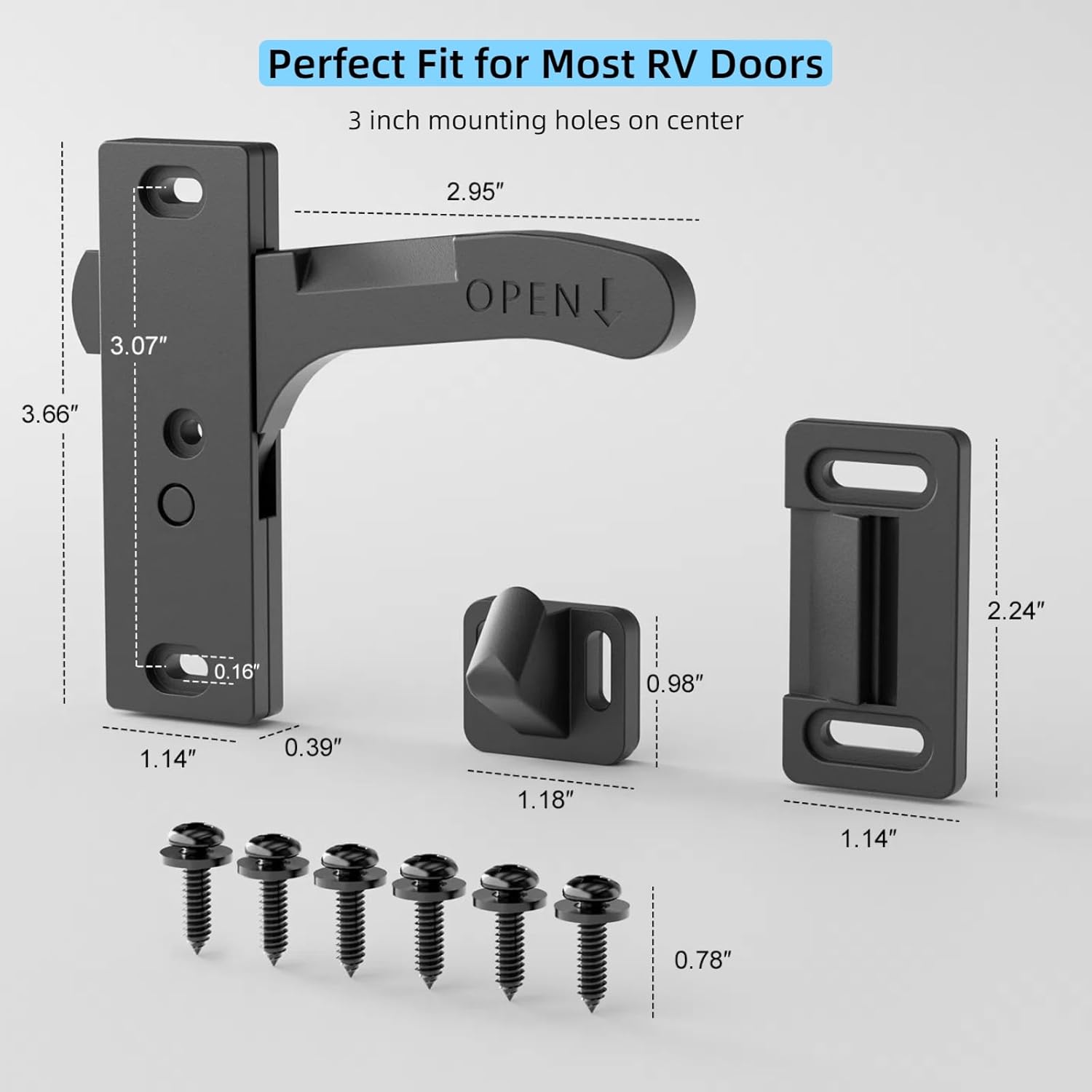 Thumbnail 4 de WanDwel Aluminum RV Screen Door Latch Handle Replacement Kit (Right Hand) for Passenger Side