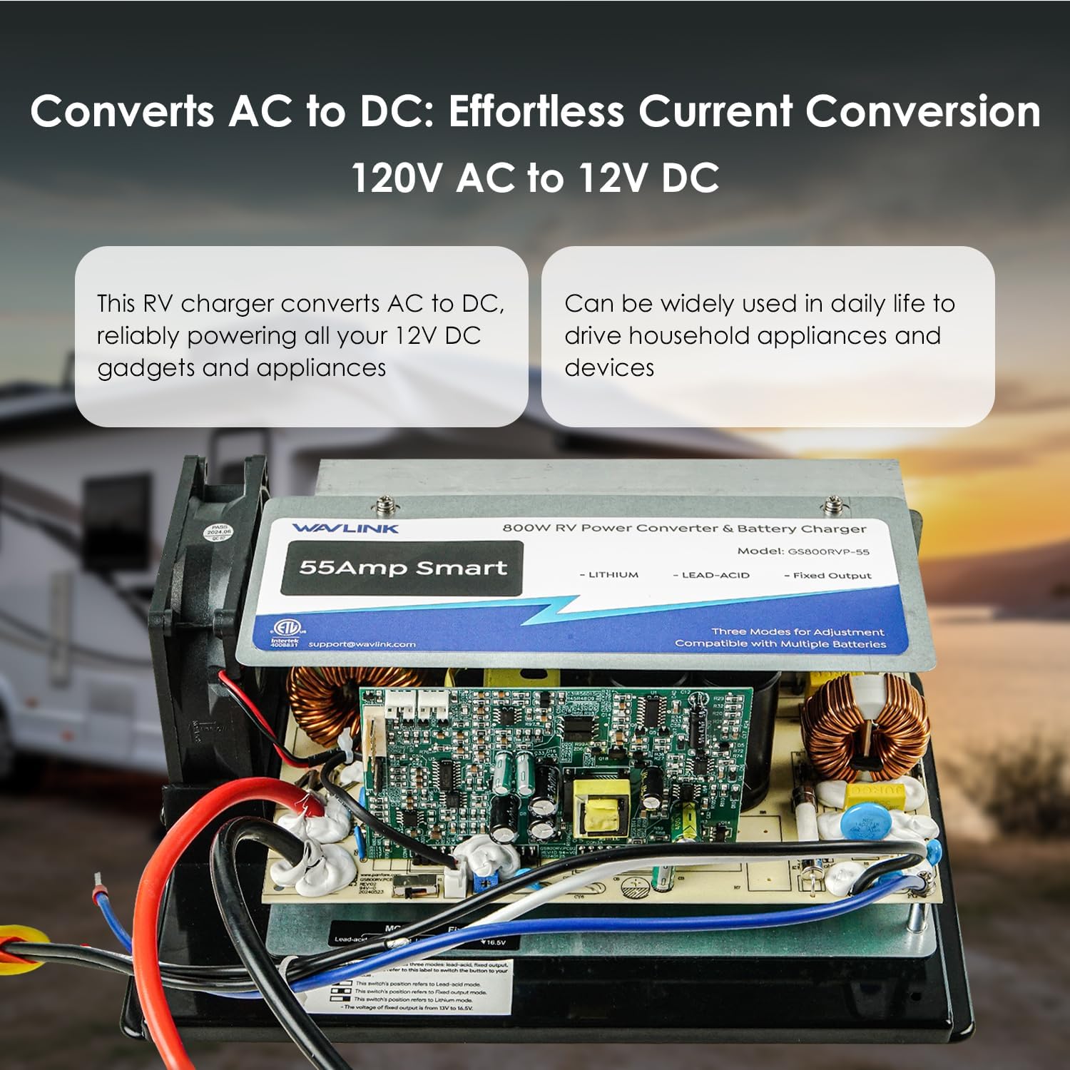 Detalle 2 de WAVLINK 55 Amp RV Power Converter 55A