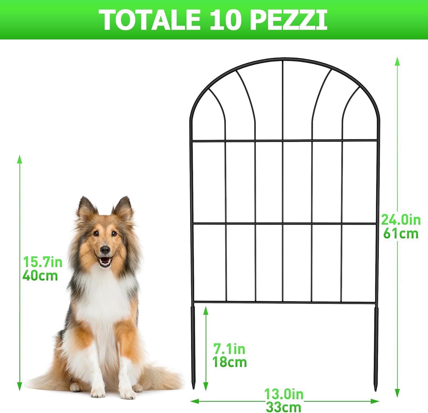 Thumbnail 1 de Recinzione Giardino in Metallo 60 cm 10 pannelli