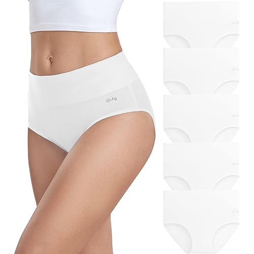 Detalle de Coskefy Women’s High Waisted Cotton Knickers – 5 Pack Briefs