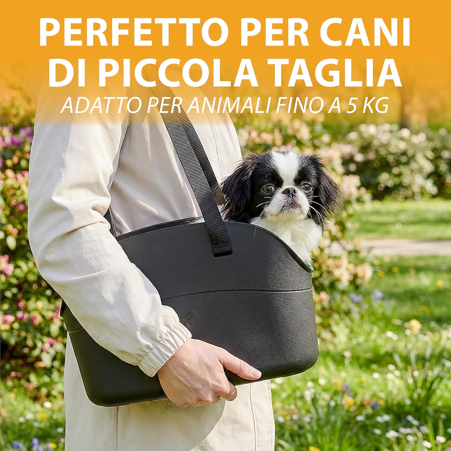 Detalle 2 de Ferplast Borsa per cani fino a 5 kg in plastica gommata: impermeabile e lavabile, manici regolabili, 35 x 14 x h 22 cm