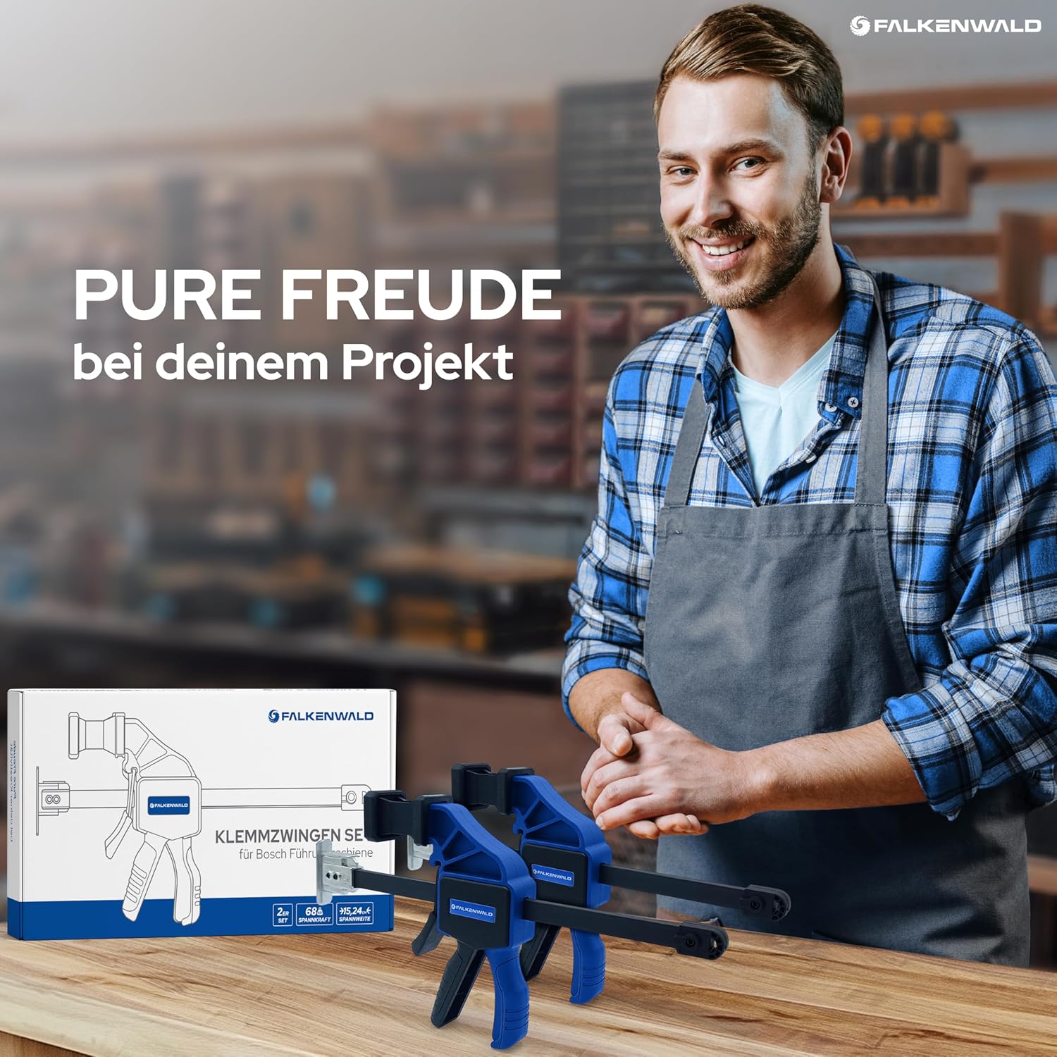 Thumbnail 6 de Falkenwald Einhandzwinge Set 2 Stück 🛠