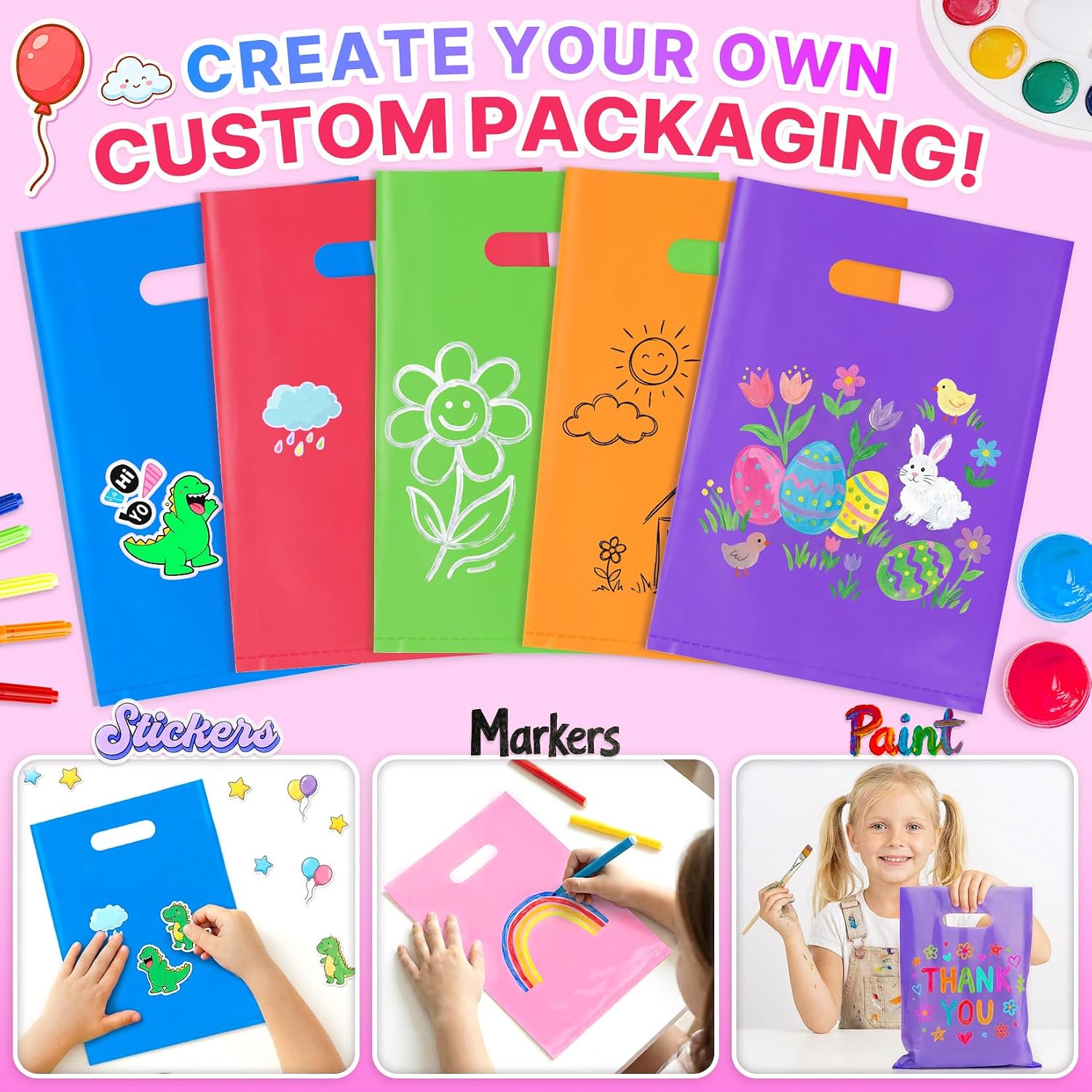 Thumbnail 6 de ANZNKU 50 PCS Multicolor Party Favor Gift Bags (8"x11")