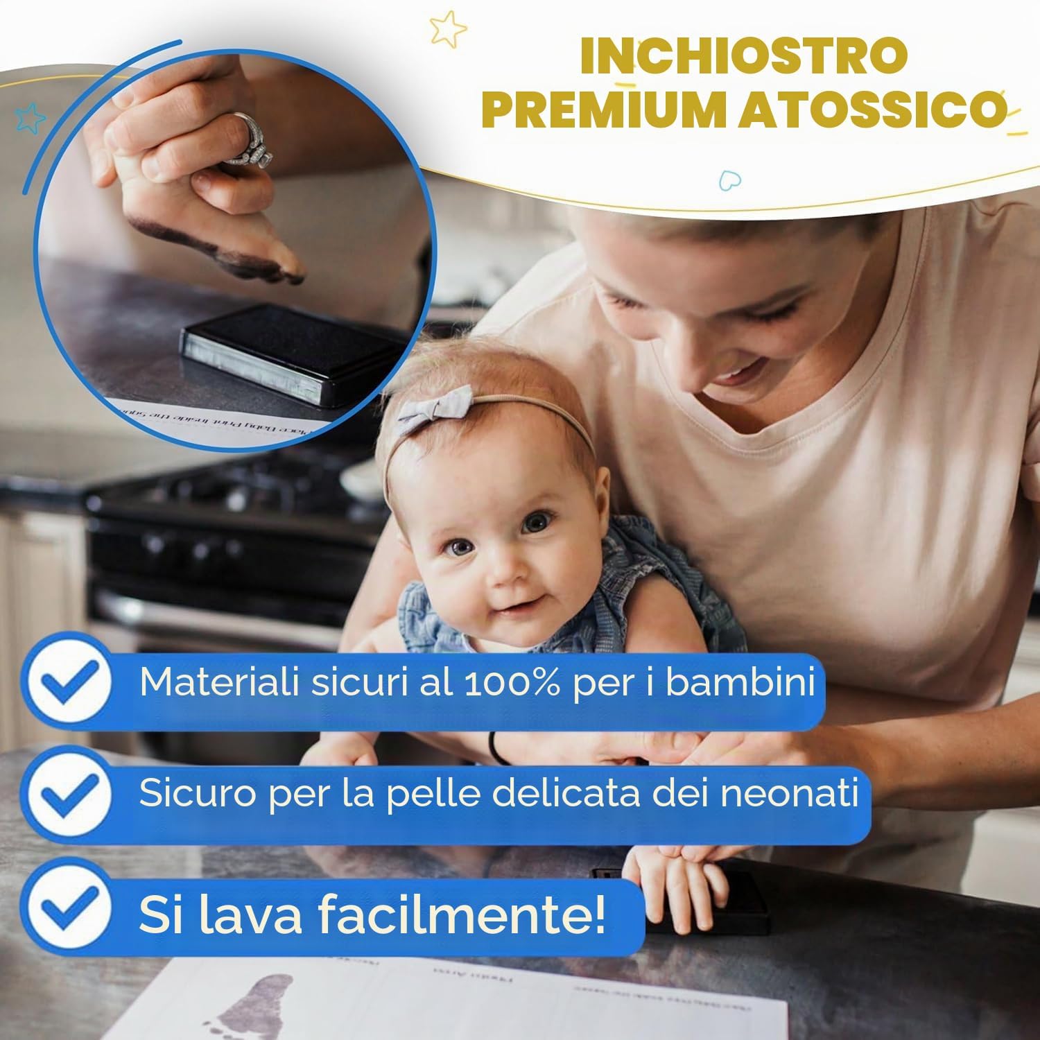 Detalle de Bubzi Co Bellissimo kit impronte di mani e cornici per foto neonati e ragazzi (White)