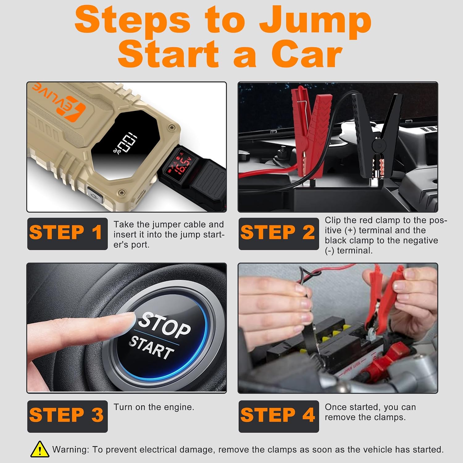 Detalle de EVLIVE 2000A jump starter for 12V cars