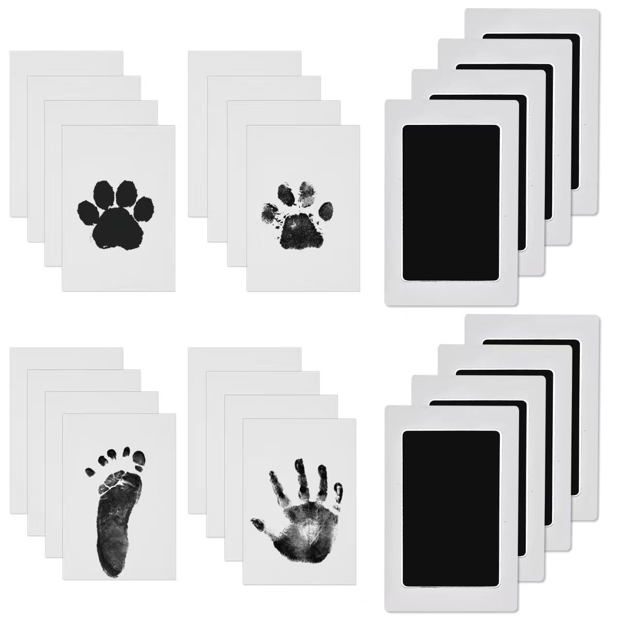 Detalle de Nabance Baby-Fußabdruck Set mit 8 Stempelkissen und 16 Abdruckkarten (0–6 Monate)
