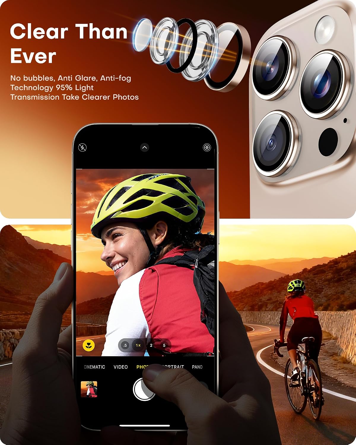Detalle de TOCOL Camera Lens Protectors for iPhone 16 Pro Max / 16 Pro