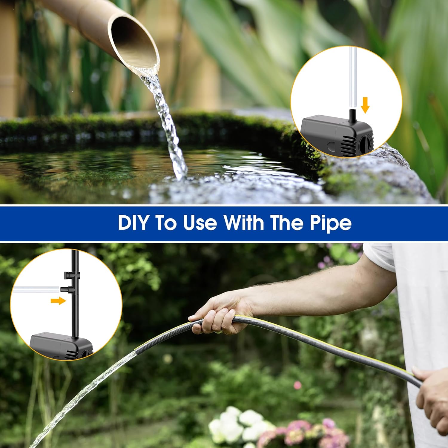 Thumbnail 5 de Biling 12W Solar Pond Pump – 160 L/H Fountain Pump with Dual Filtration, Anti-Dry Protection & 4 Nozzles