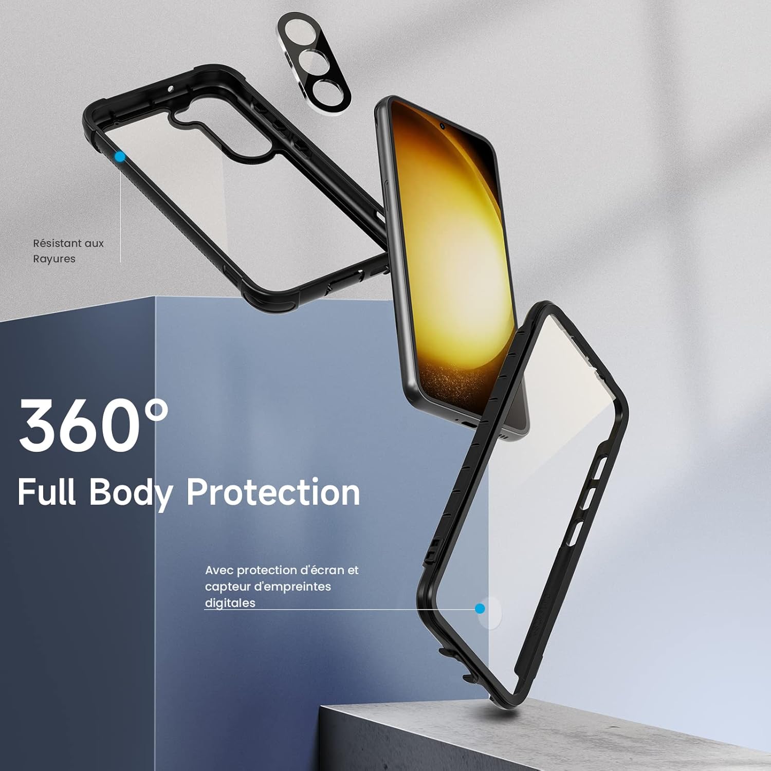 Detalle de Seacosmo Coque pour Samsung Galaxy S23 – Protection intégrale et vidéo‑étui noir