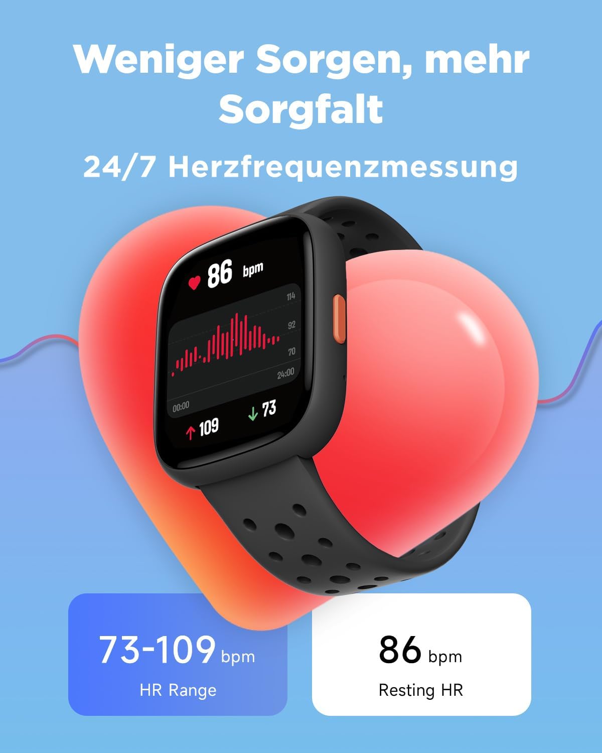 Detalle de BIGGERFIVE Smartwatch Kinder BRAVE 2 (1,8" Fitnessuhr) mit 24/7 Puls, Schlafmonitor & IP68