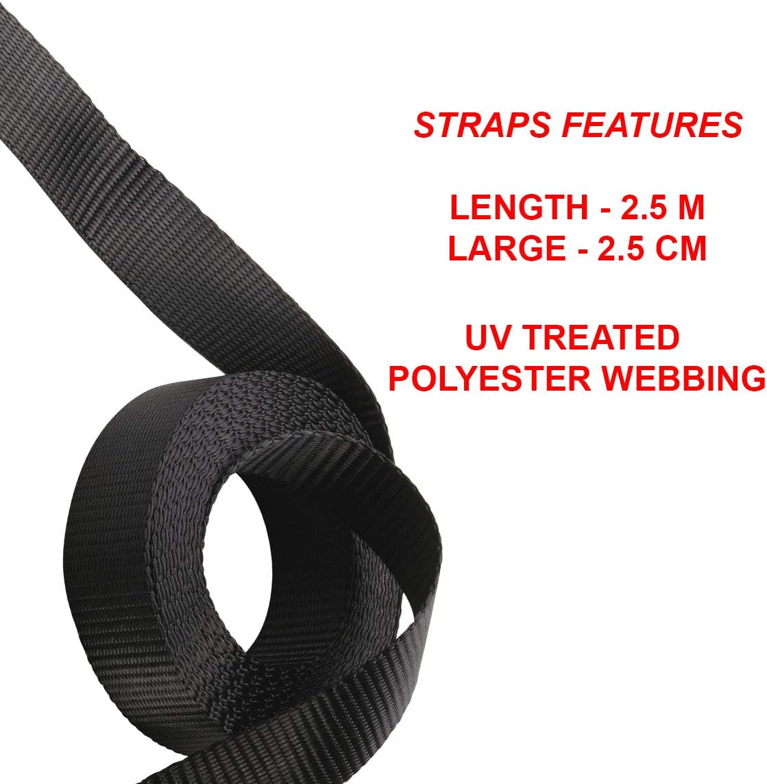 Detalle de Master Lock 3223EURDAT Cinghia di Fissaggio 2,50 m x 25 mm, Nero – robusta e durevole