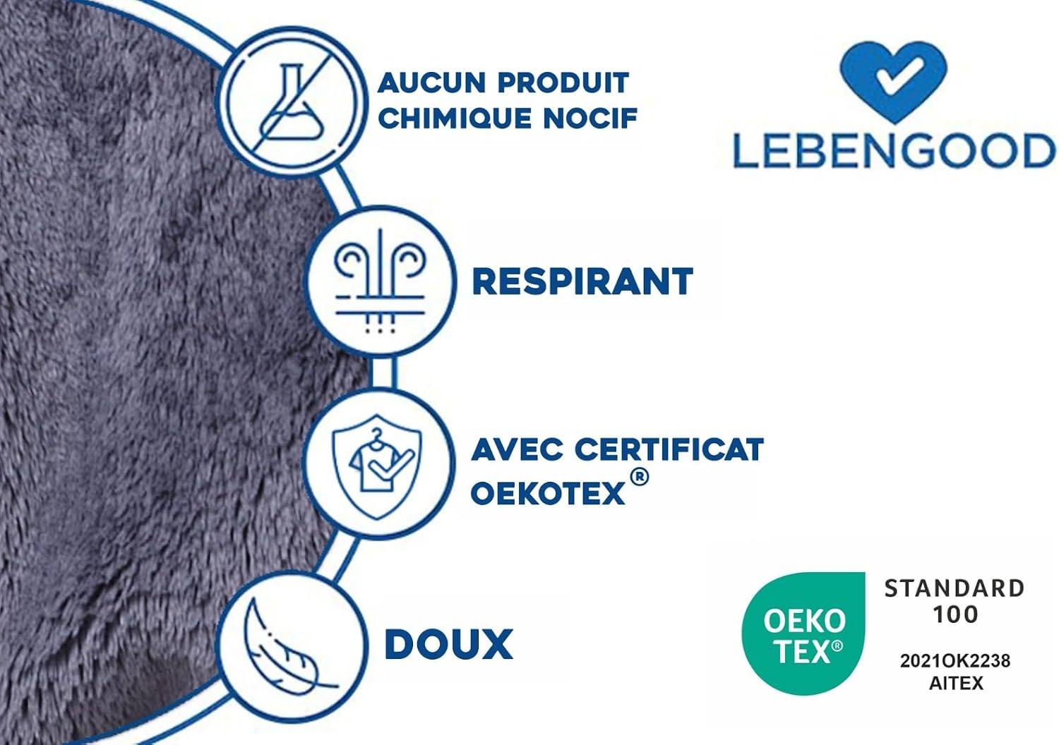 Detalle de LEBENGOOD Robe de chambre homme, microfibre