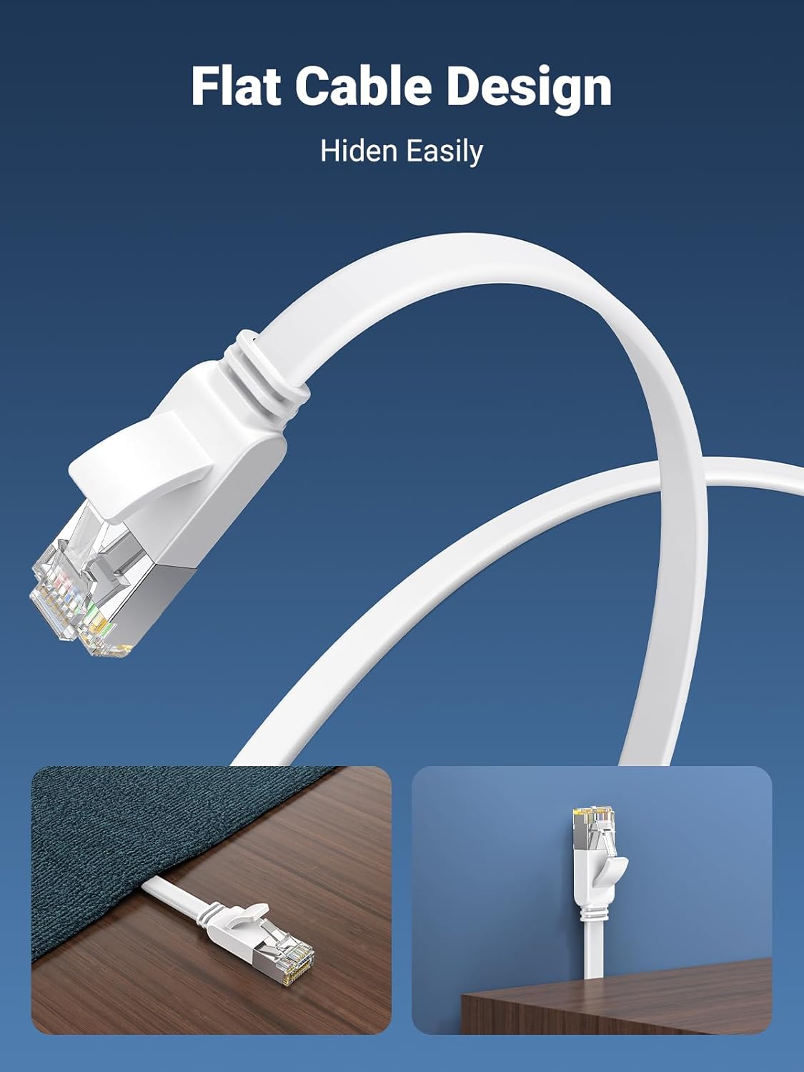 Detalle 2 de UGREEN Ethernet Cable 10M flat CAT6 for Gigabit